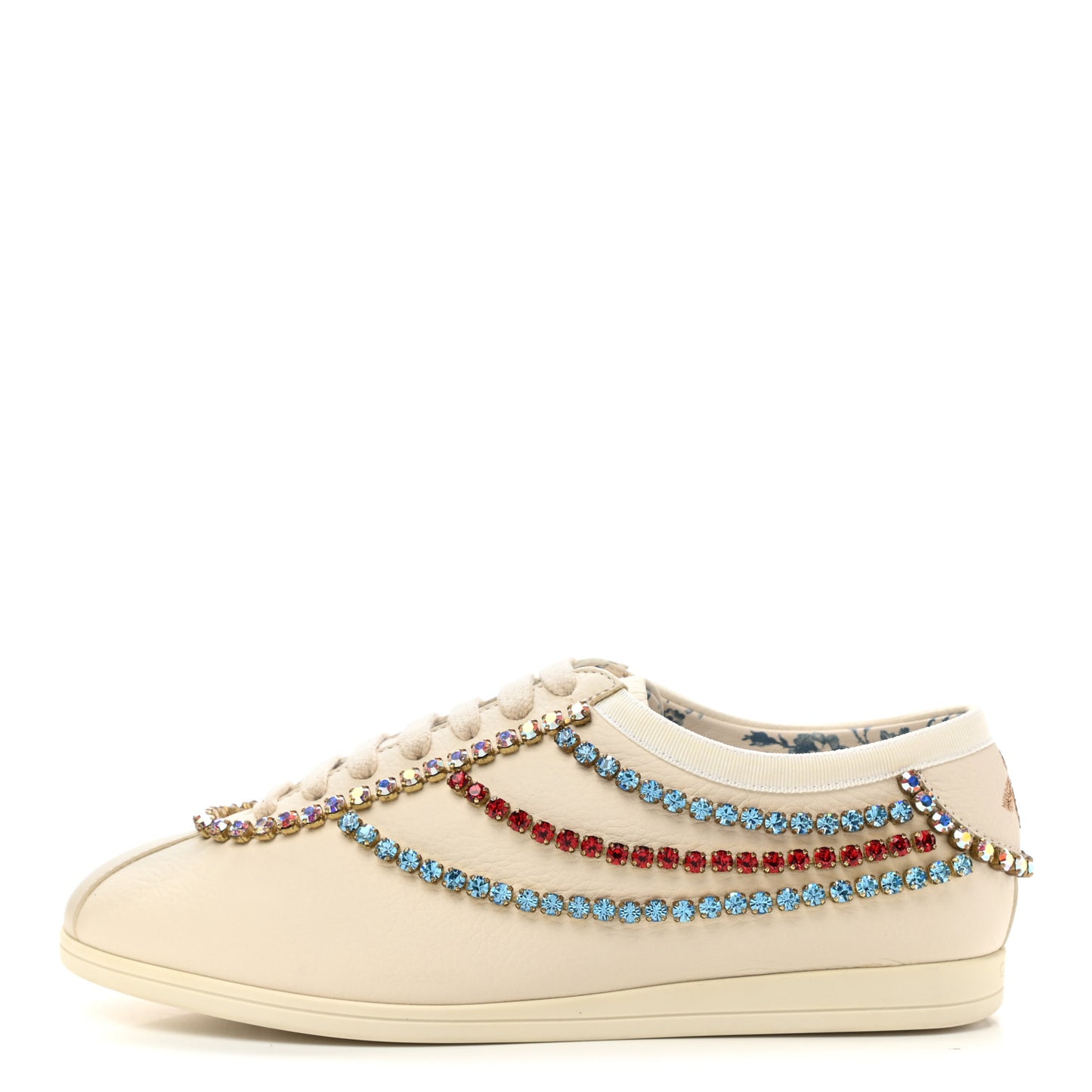 Calfskin Crystal Womens Falacer Sneakers 36.5 White