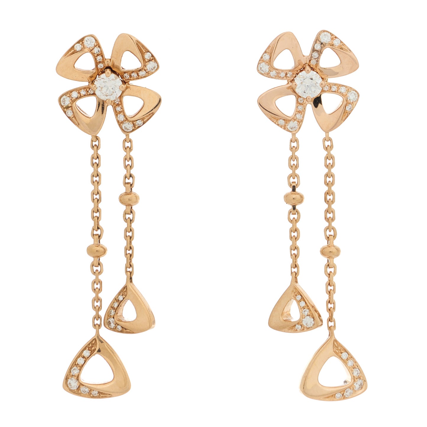 18K Rose Gold Diamond Fiorever Drop Earrings