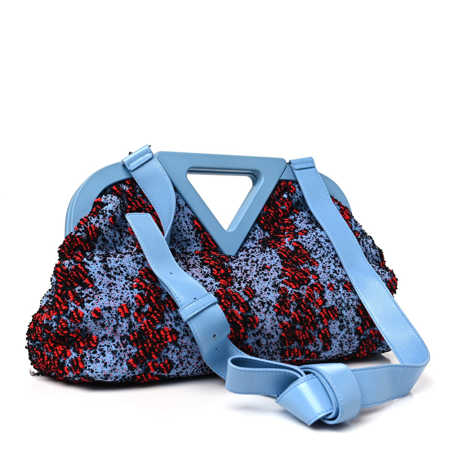 Textured Fabric Medium The Point Triangle Bag Red Blue