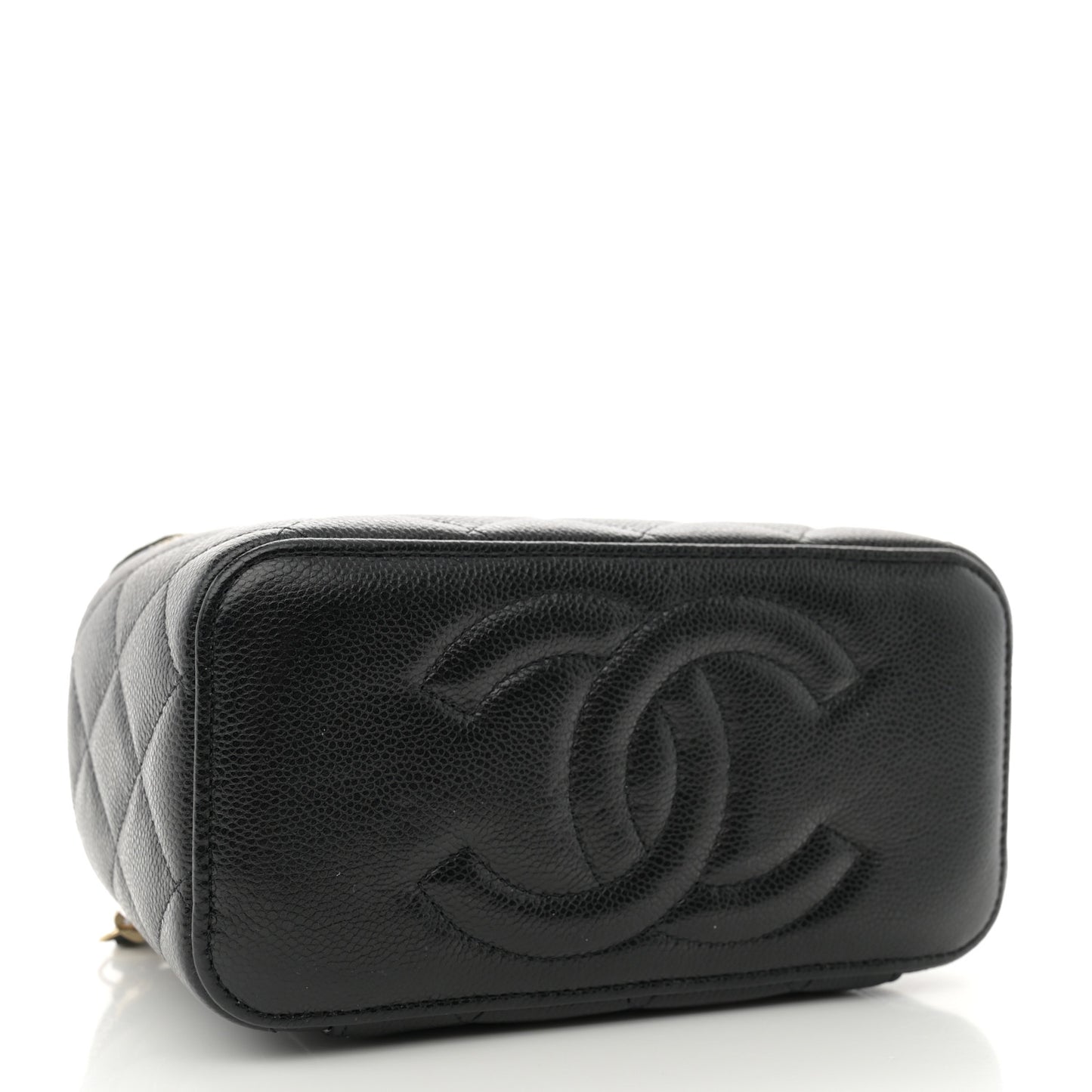 Caviar Quilted Small Vanity Case With Chain Black