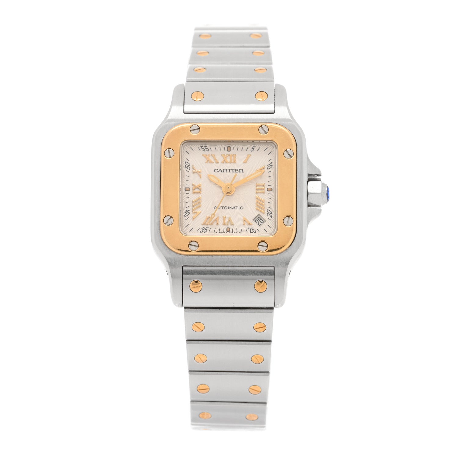 Cartier Stainless Steel 18K Yellow Gold 24mm Santos De Cartier Galbee Automatic Watch 1 of 4