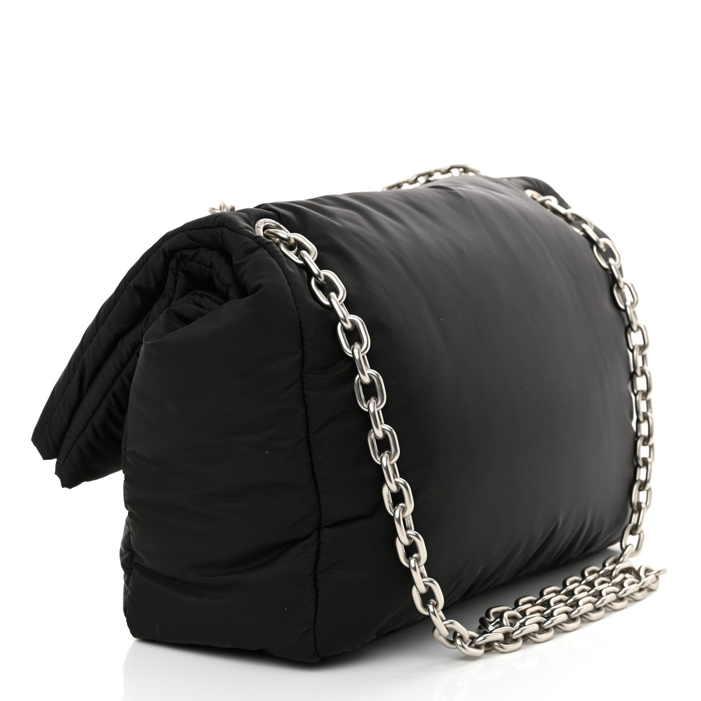 Nylon Medium Monaco Chain Shoulder Bag Black