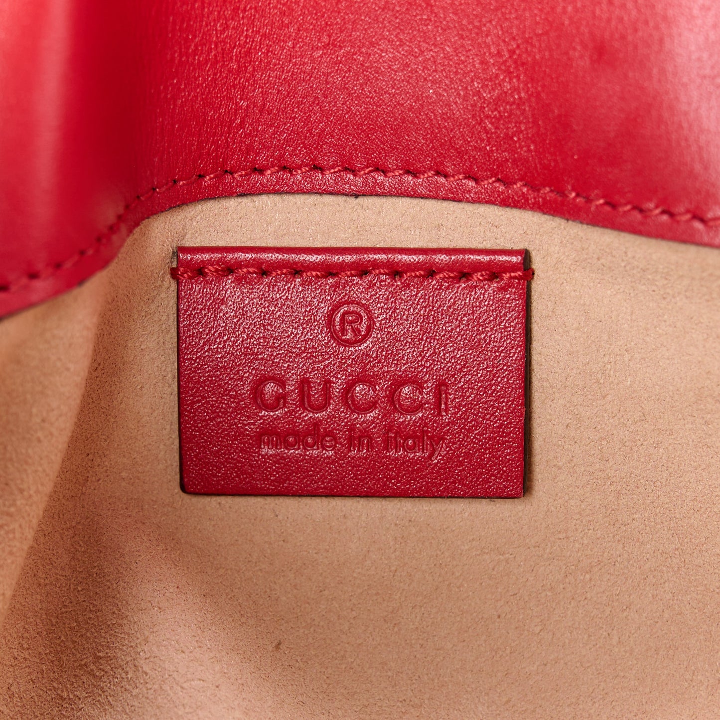 Calfskin Matelasse Super Mini GG Marmont Shoulder Bag Hibiscus Red