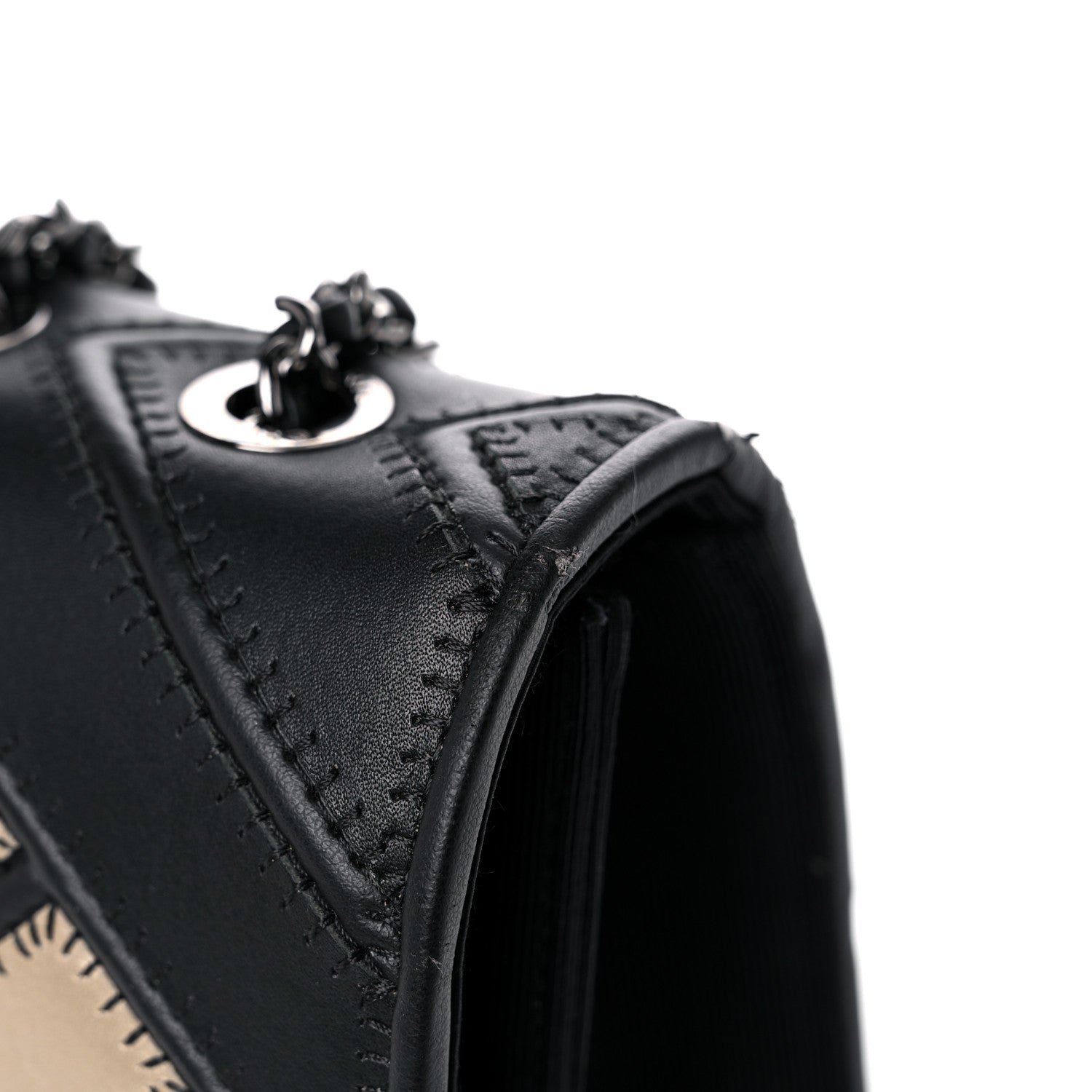 Chanel Grosgrain Chevron Quilted Couture Flap Black Gold 17 of 18