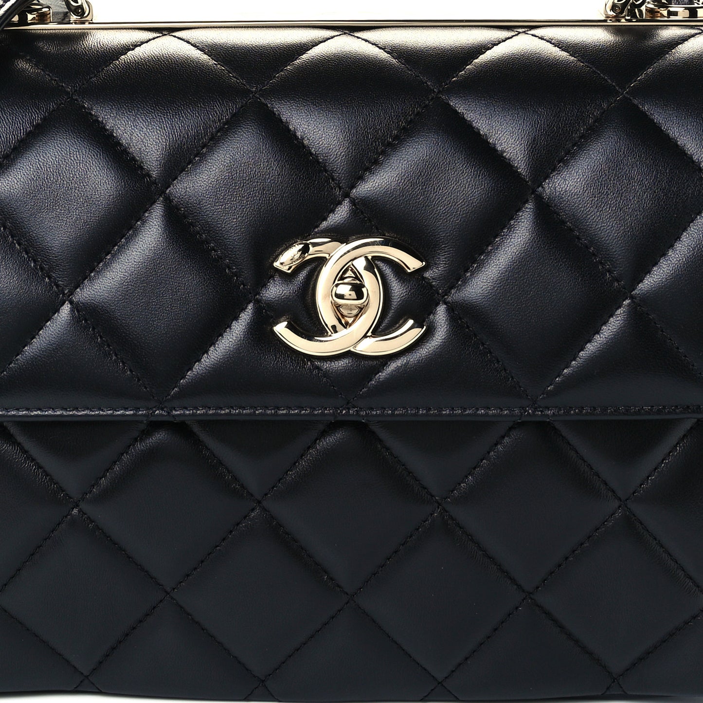 Lambskin Quilted Small Trendy CC Dual Handle Flap Bag Black