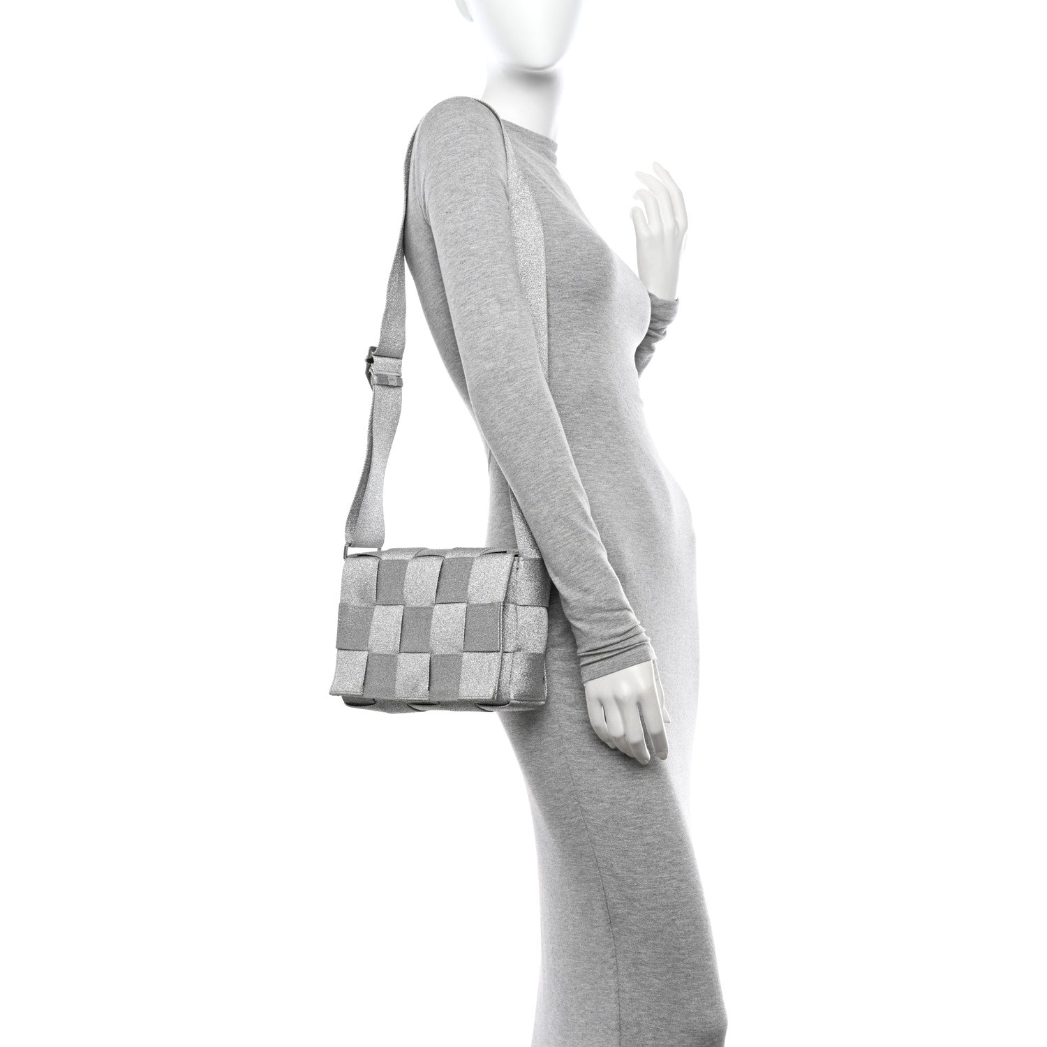 Bottega Veneta Webbing Maxi Intrecciato Cassette Bag Silver 2 of 15