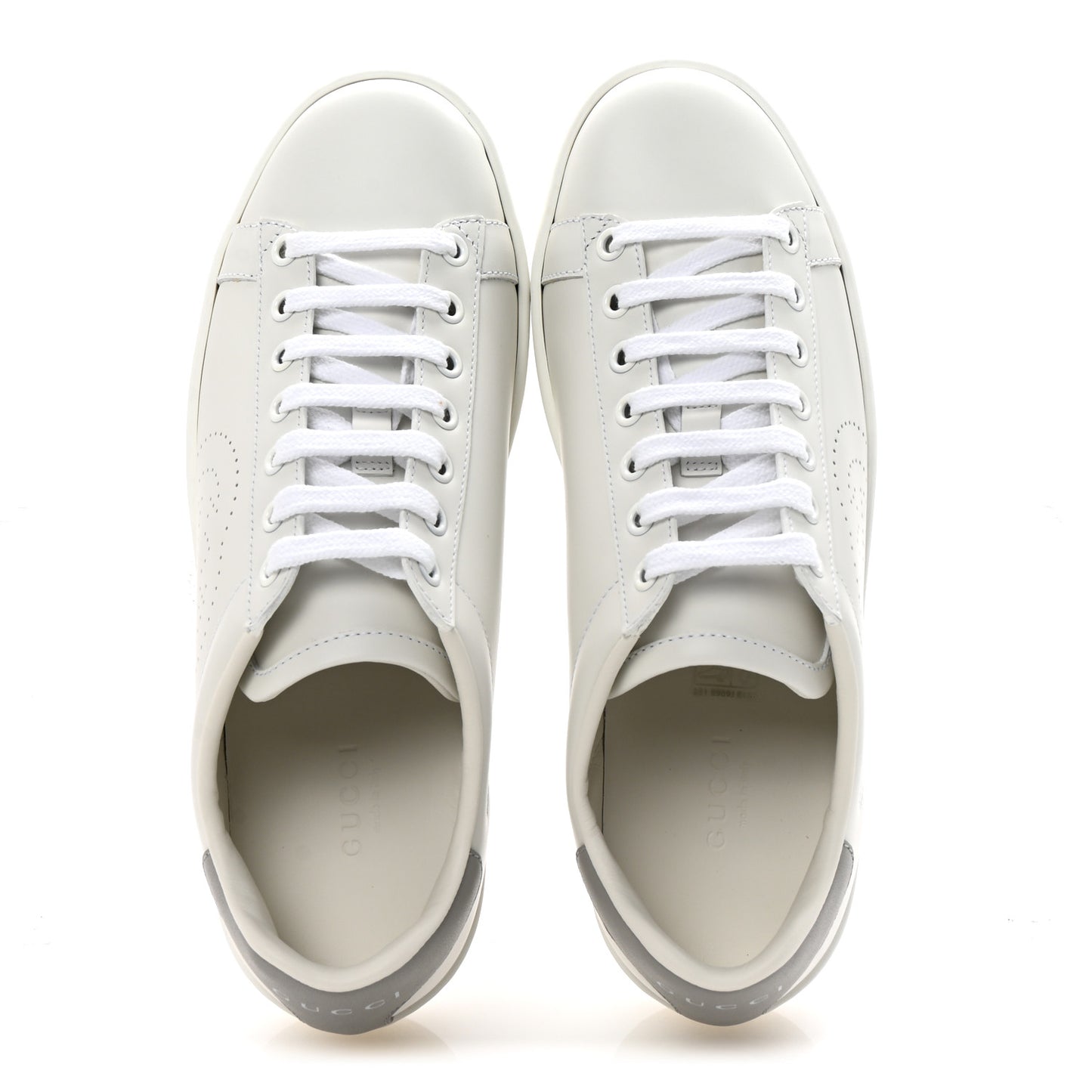 Calfskin Interlocking G Perforated Womens Ace Sneakers 37 White Grey Sky