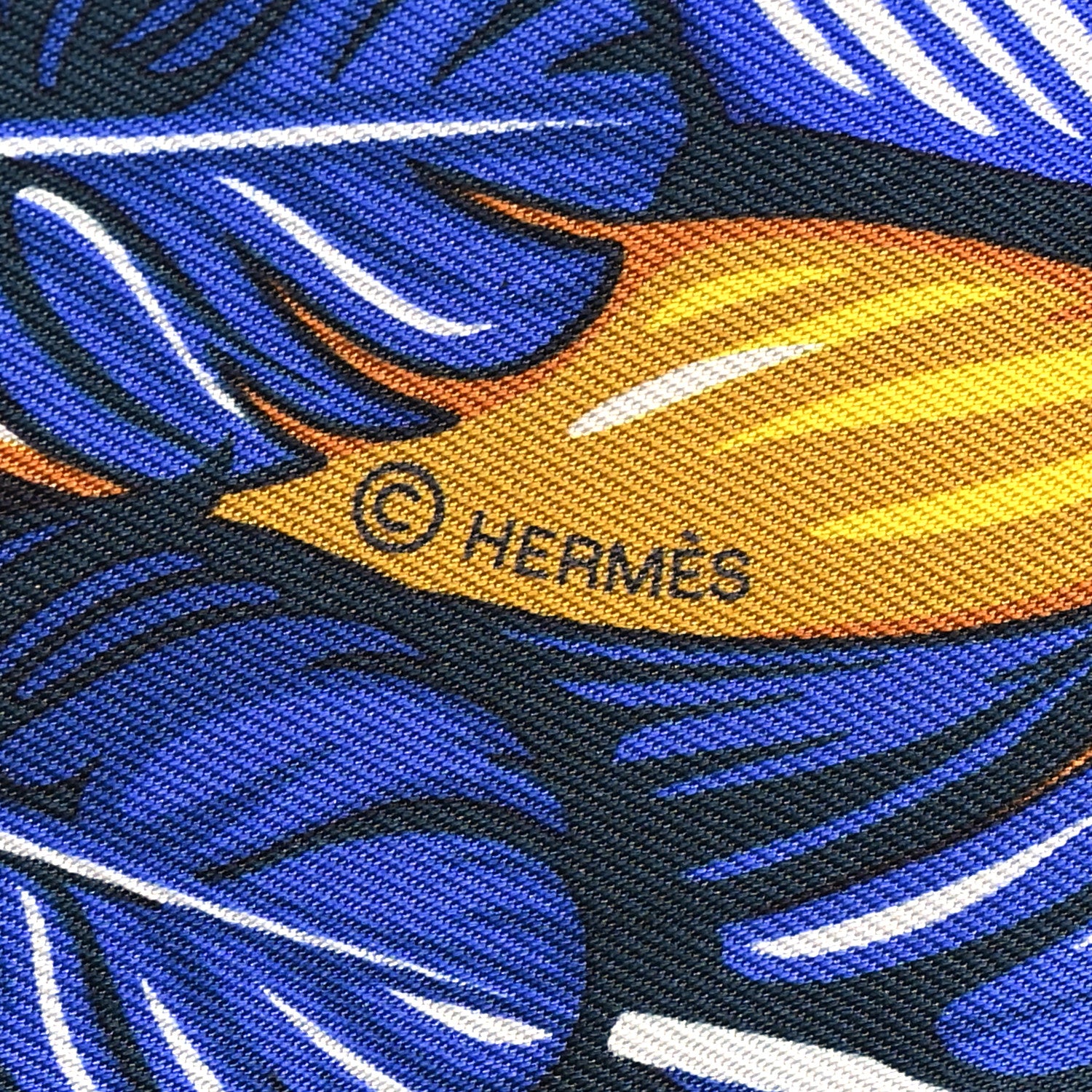 Hermes Silk La Danse Pacifique Twilly Bleu Nuit Jaune Vif 4 of 4