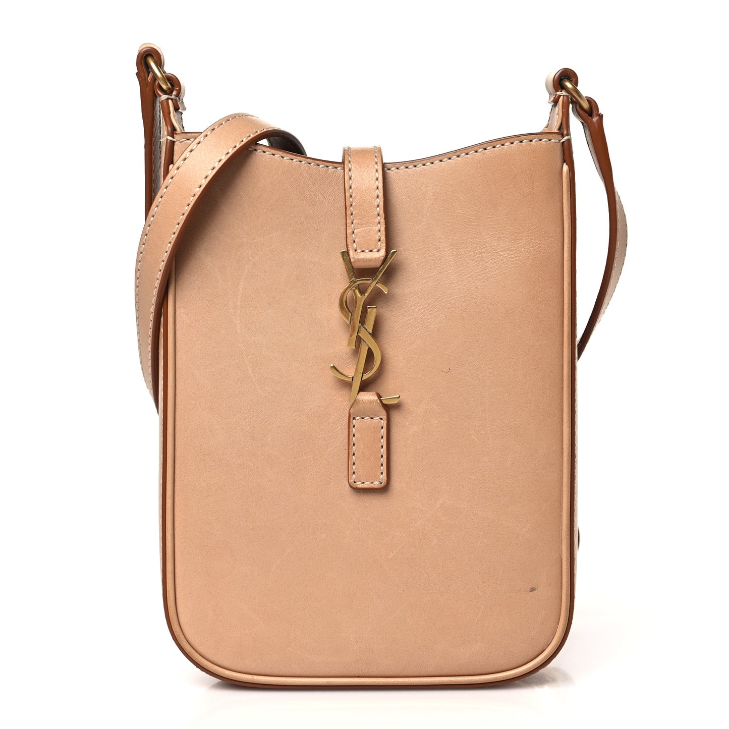 Smooth Calfskin Le 5 A 7 Vertical Hobo Brown Gold