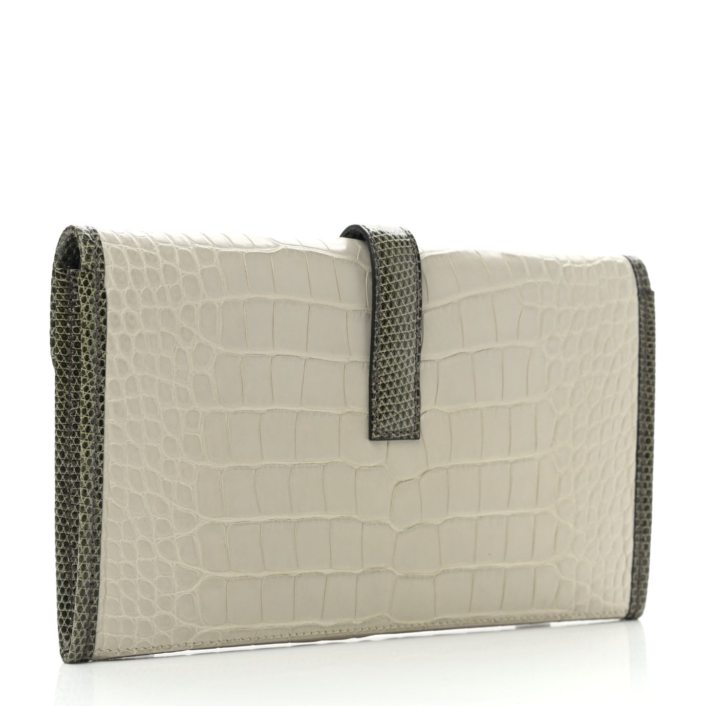 Matte Alligator Lizard Jige Duo Clutch Beton Vert Olive