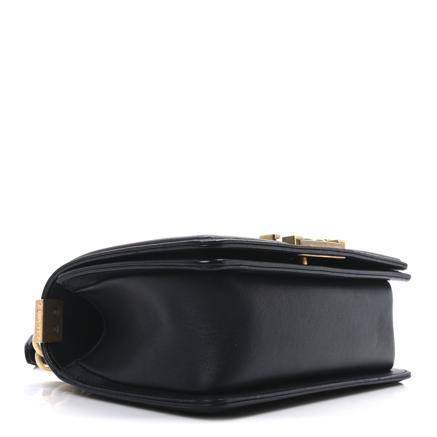 Calfskin Quilted Small Boy Flap Black