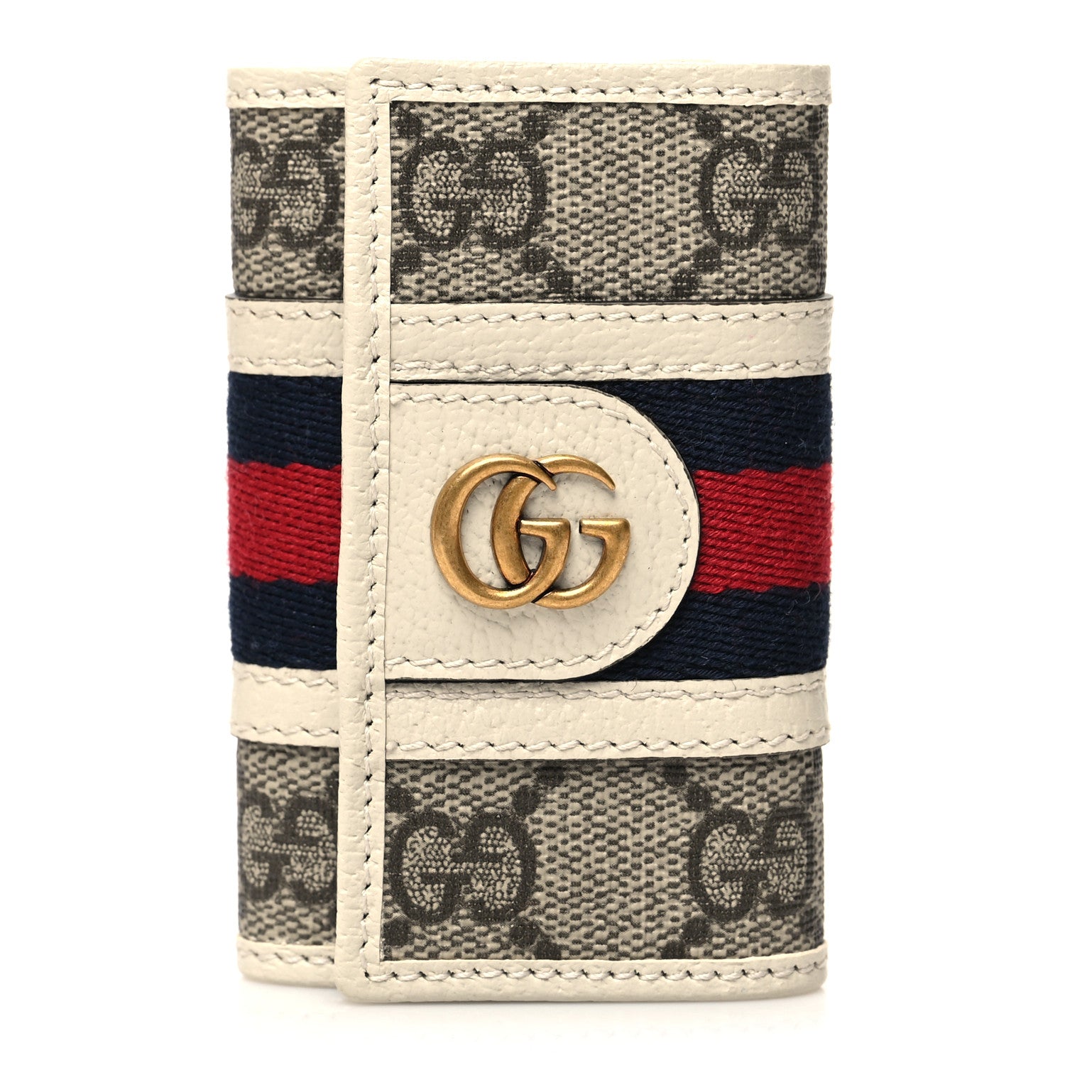 Gucci GG Supreme Monogram Web Ophidia 6 Key Holder Case Beige Mystic White 1 of 9