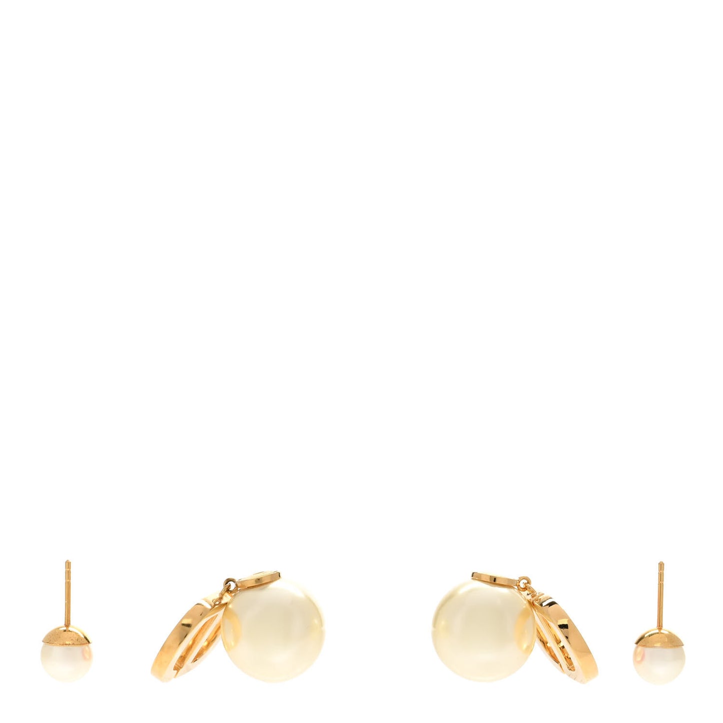 Pearl Enamel Tribal CD Drop Earrings Gold White Pink