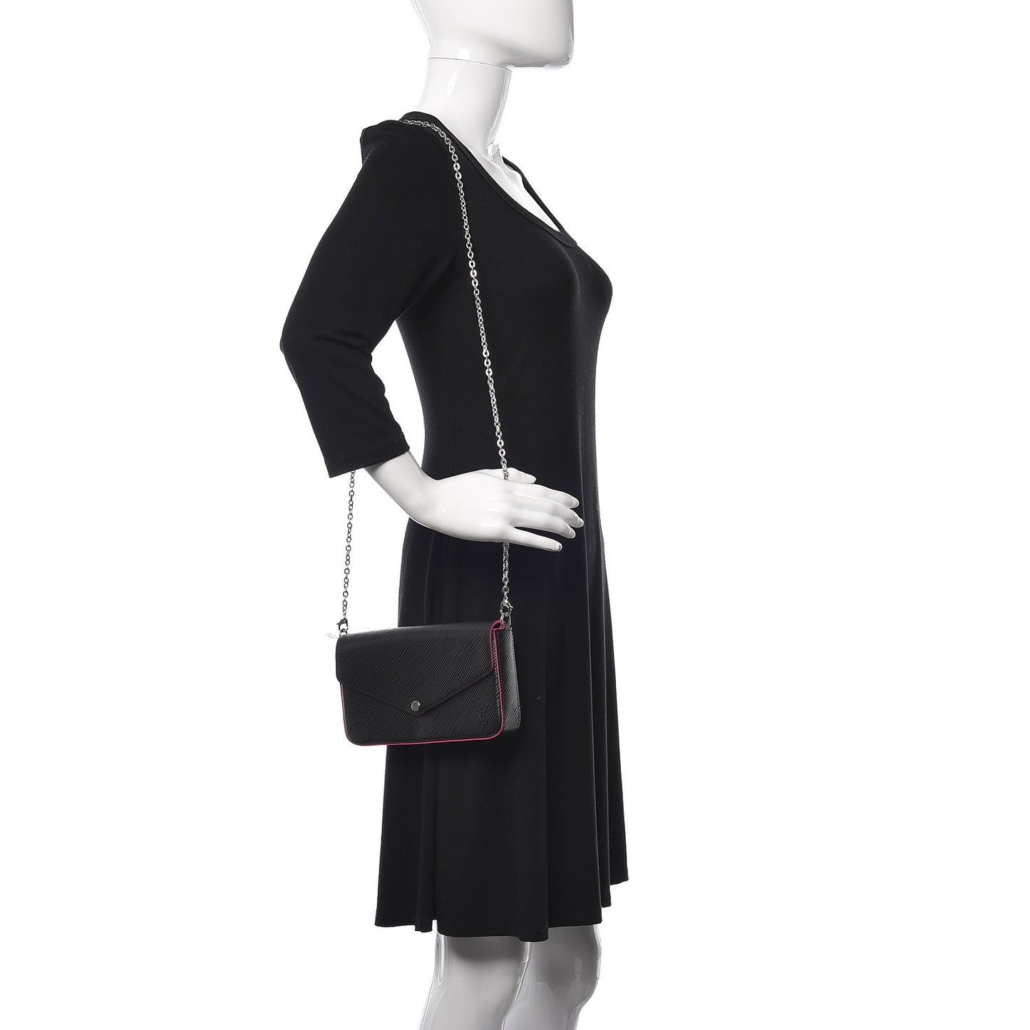 Epi Pochette Felicie Black Hot Pink