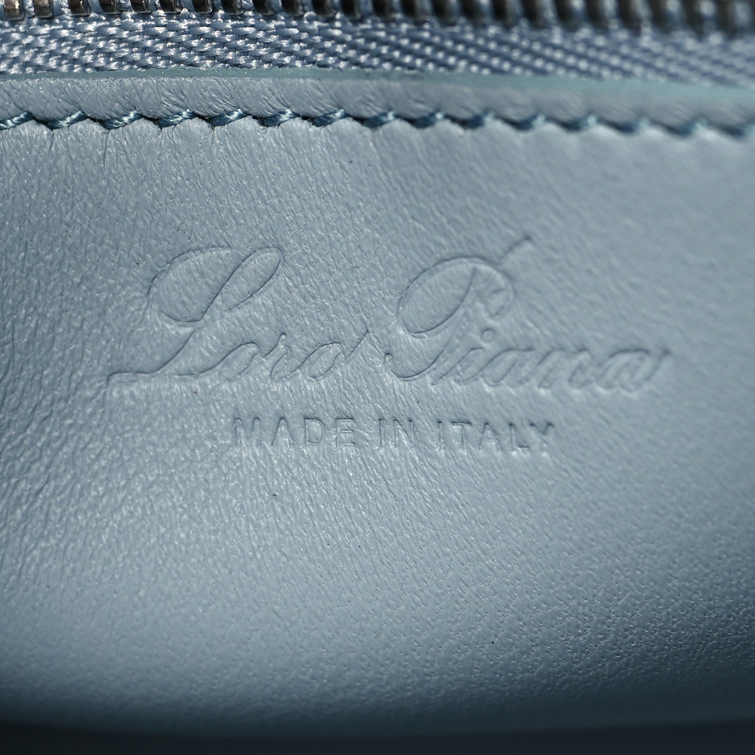 Loro Piana Grained Calfskin Cluisee Petite Top Handle Bag Sky Blue 7 of 10