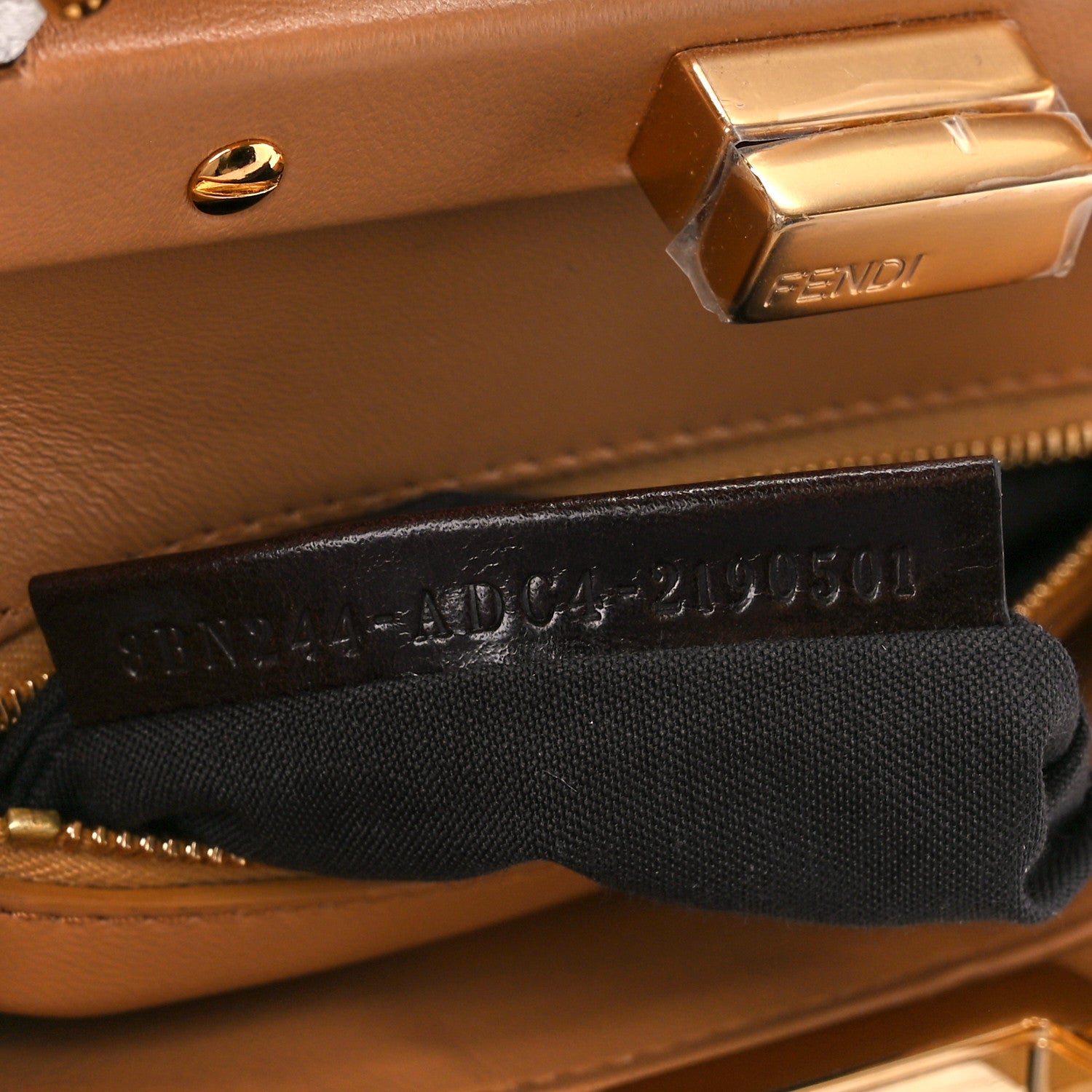 Fendi Shearling Nappa Macro FF 1974 Mini Peekaboo Iconic Satchel White Ice Cuoio Miele Scuro 8 of 11