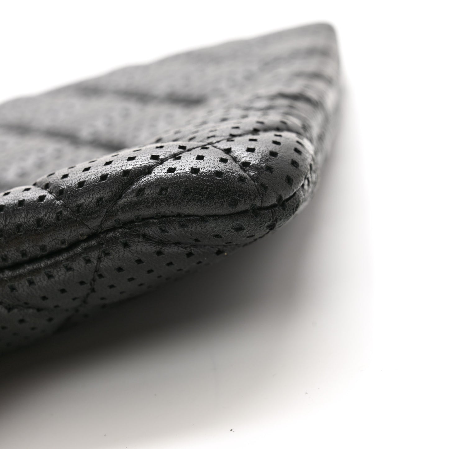 Perforated Lambskin Quilted Medium Cosmetic Case Black