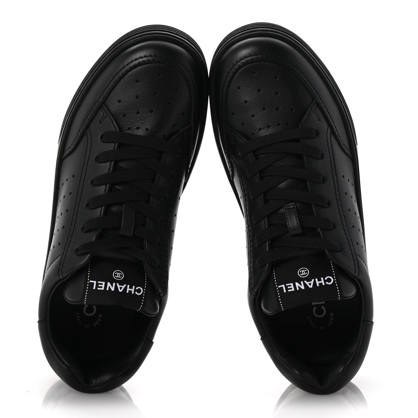 Calfskin Womens Logo Sneakers 38.5 Black