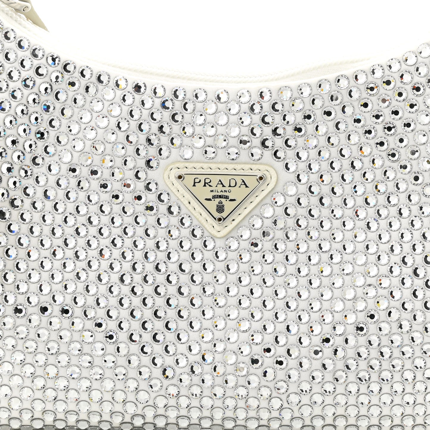 Satin Crystal Mini Re-Edition 2000 Bag White
