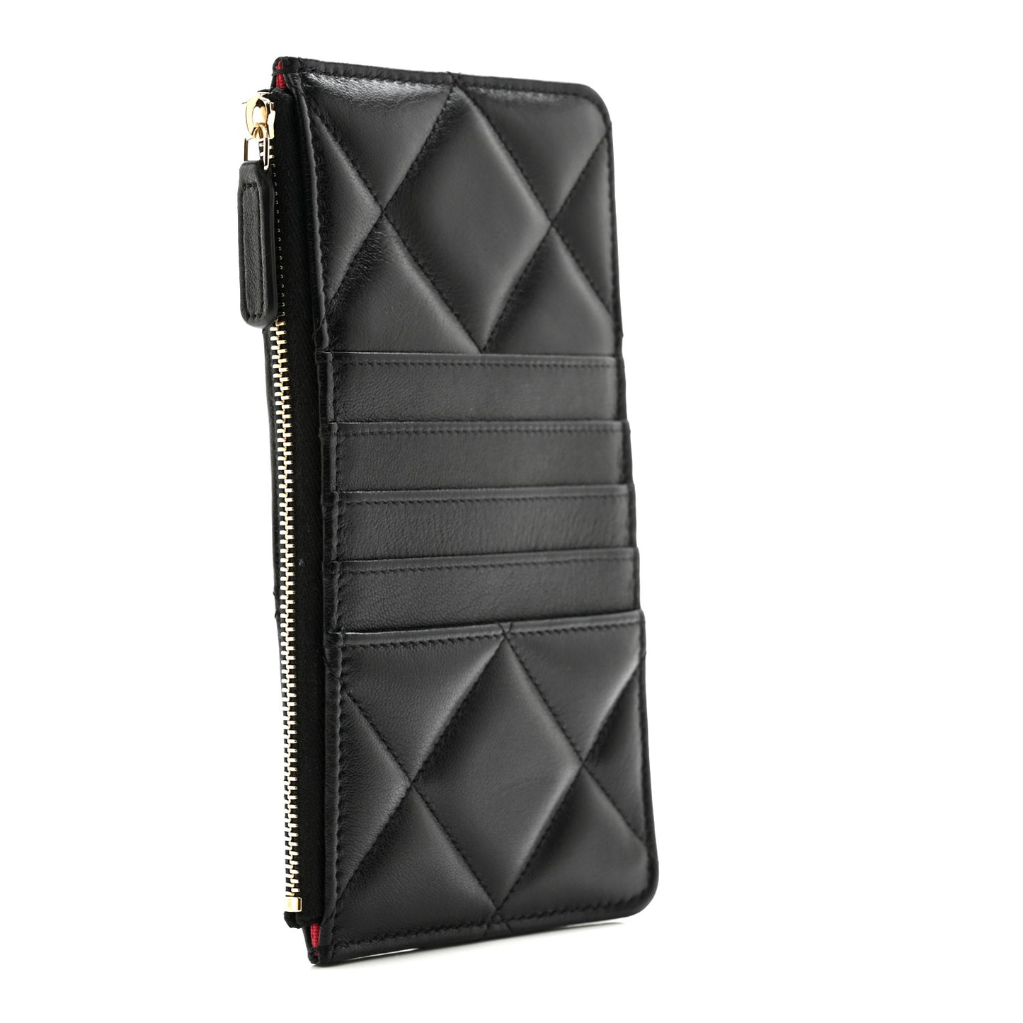 Lambskin Quilted Chanel 19 Phone and Card Holder Black