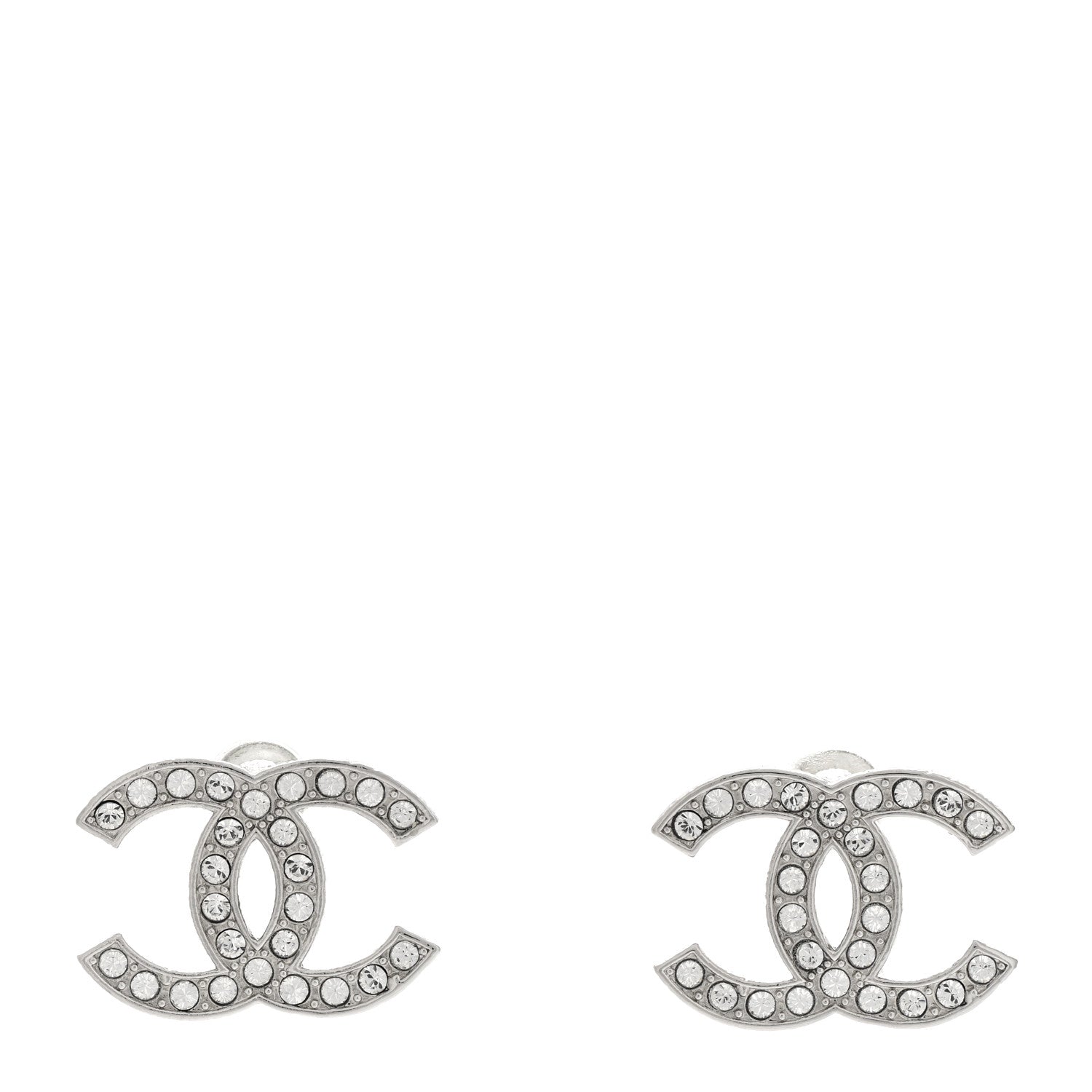Chanel Crystal CC Earrings Silver 1 of 4