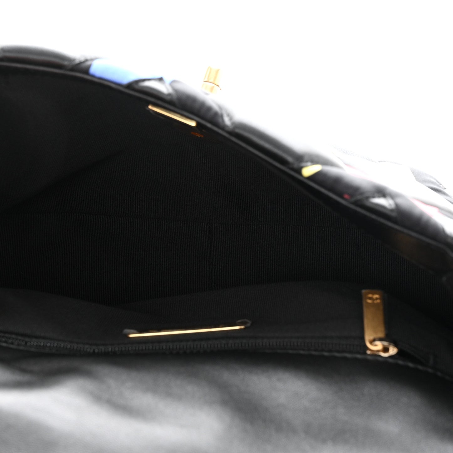 Lambskin Printed Fabric Medium Chanel 19 Flap Black Multicolor