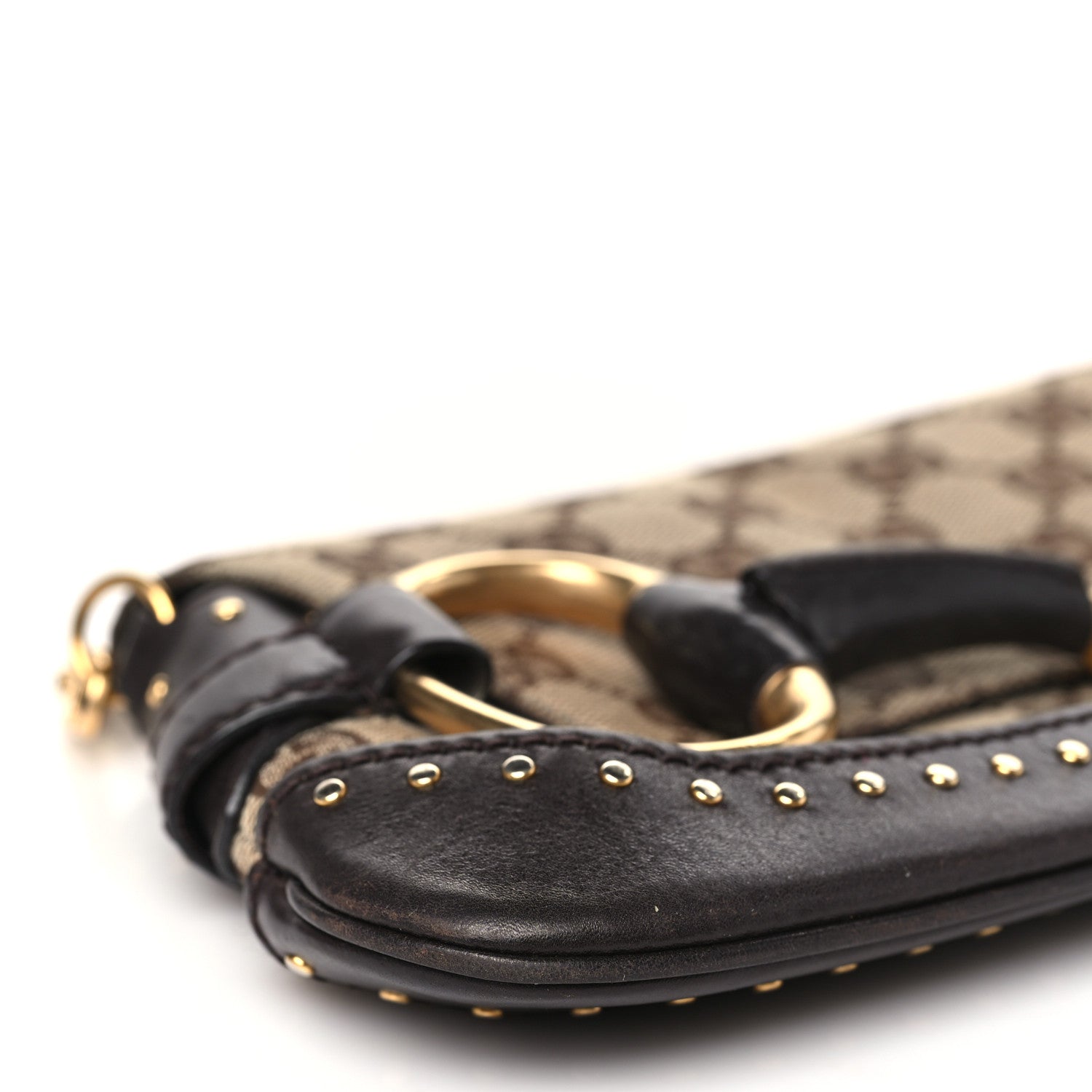Gucci Monogram Studded Small Horsebit Clutch Dark Brown 8 of 12