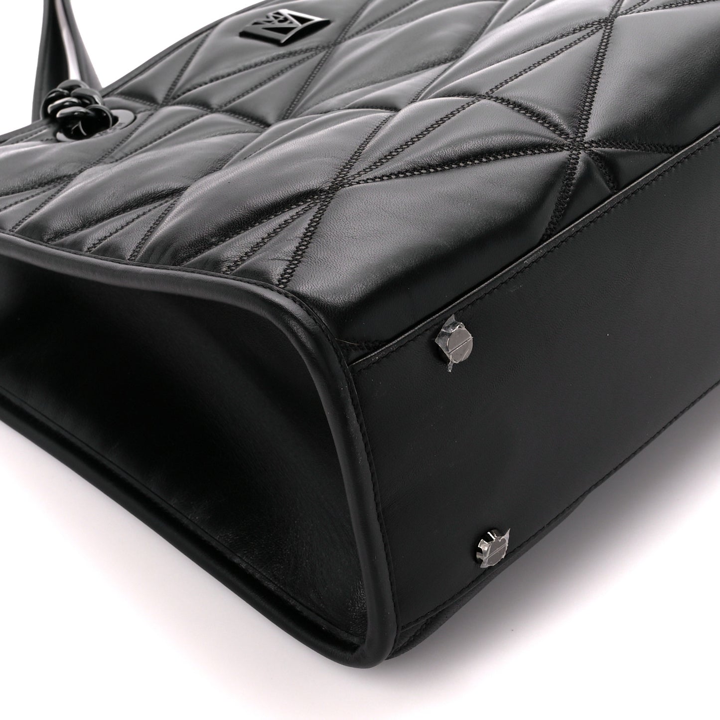 Lambskin Cloud Quilted Large Travia Tote Black