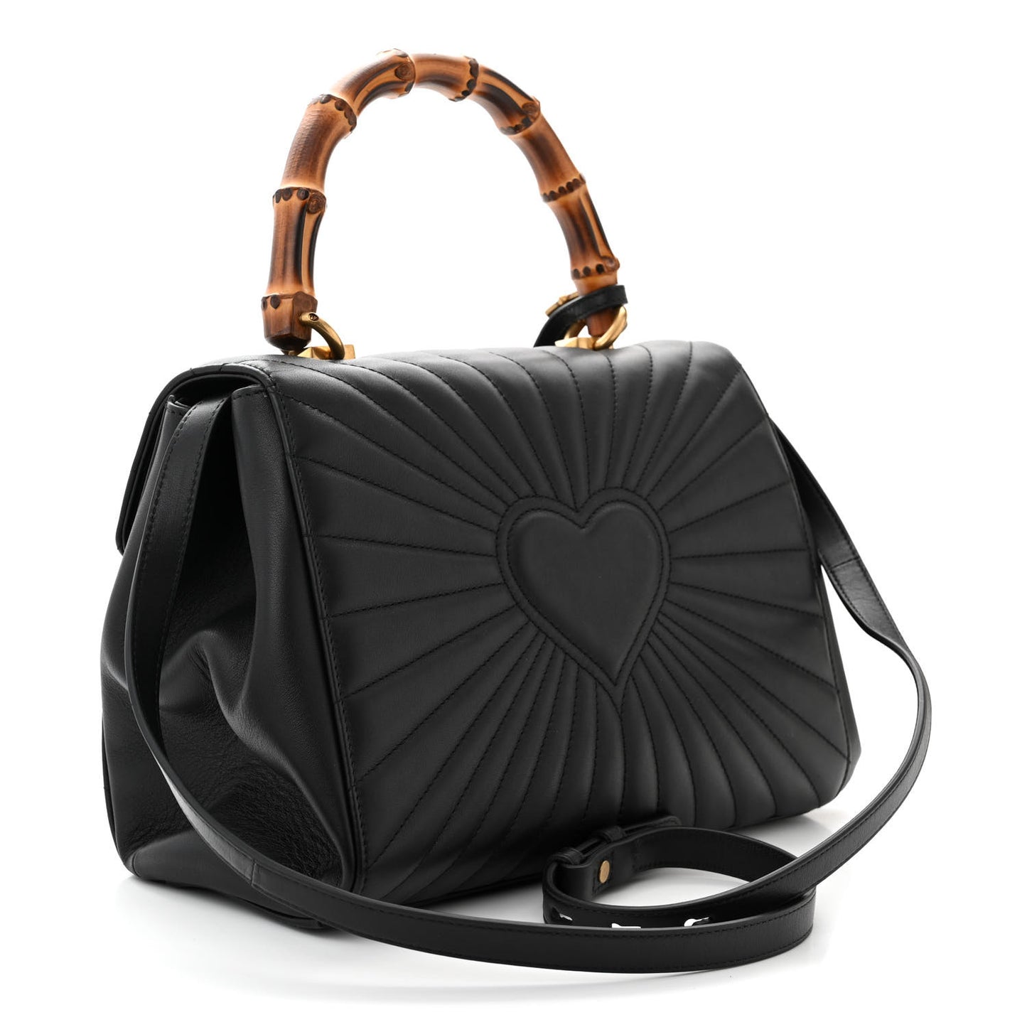 Calfskin Bamboo Trapuntata Queen Margaret Top Handle Bag Black