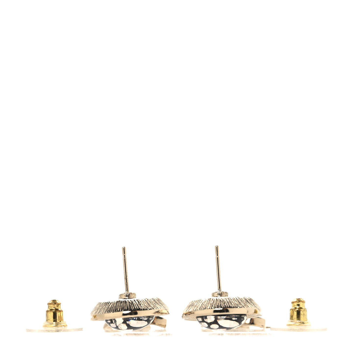 Metal Resin Crystal CC Drop Earrings Gold Black