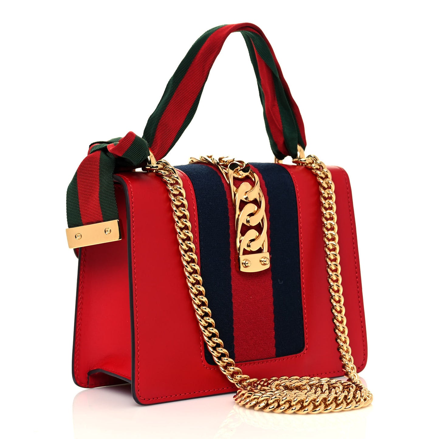 Calfskin Mini Sylvie Chain Shoulder Bag Hibiscus Red
