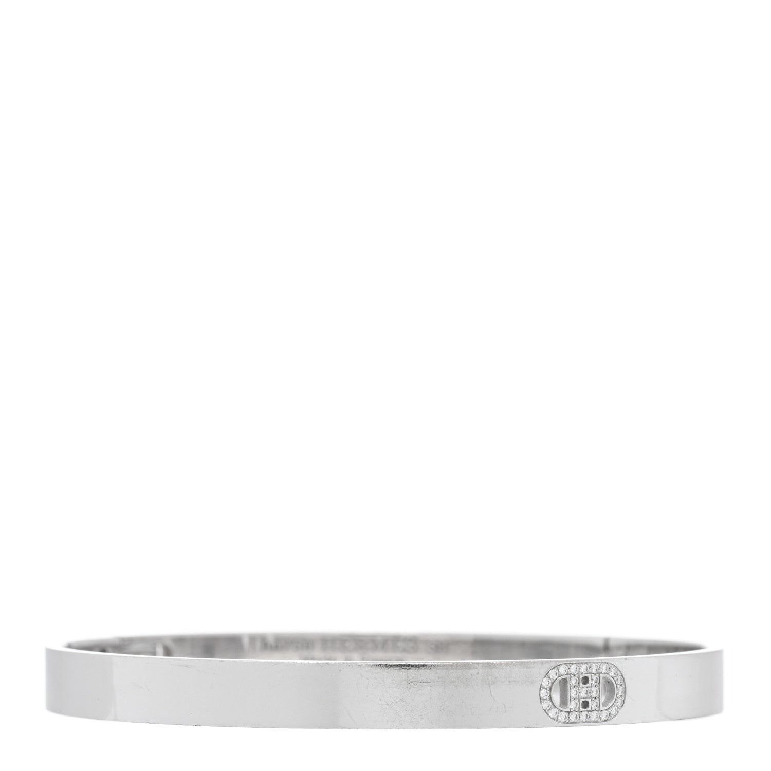 Hermes 18K White Gold Diamond PM H D'Ancre Bracelet SH 1 of 4