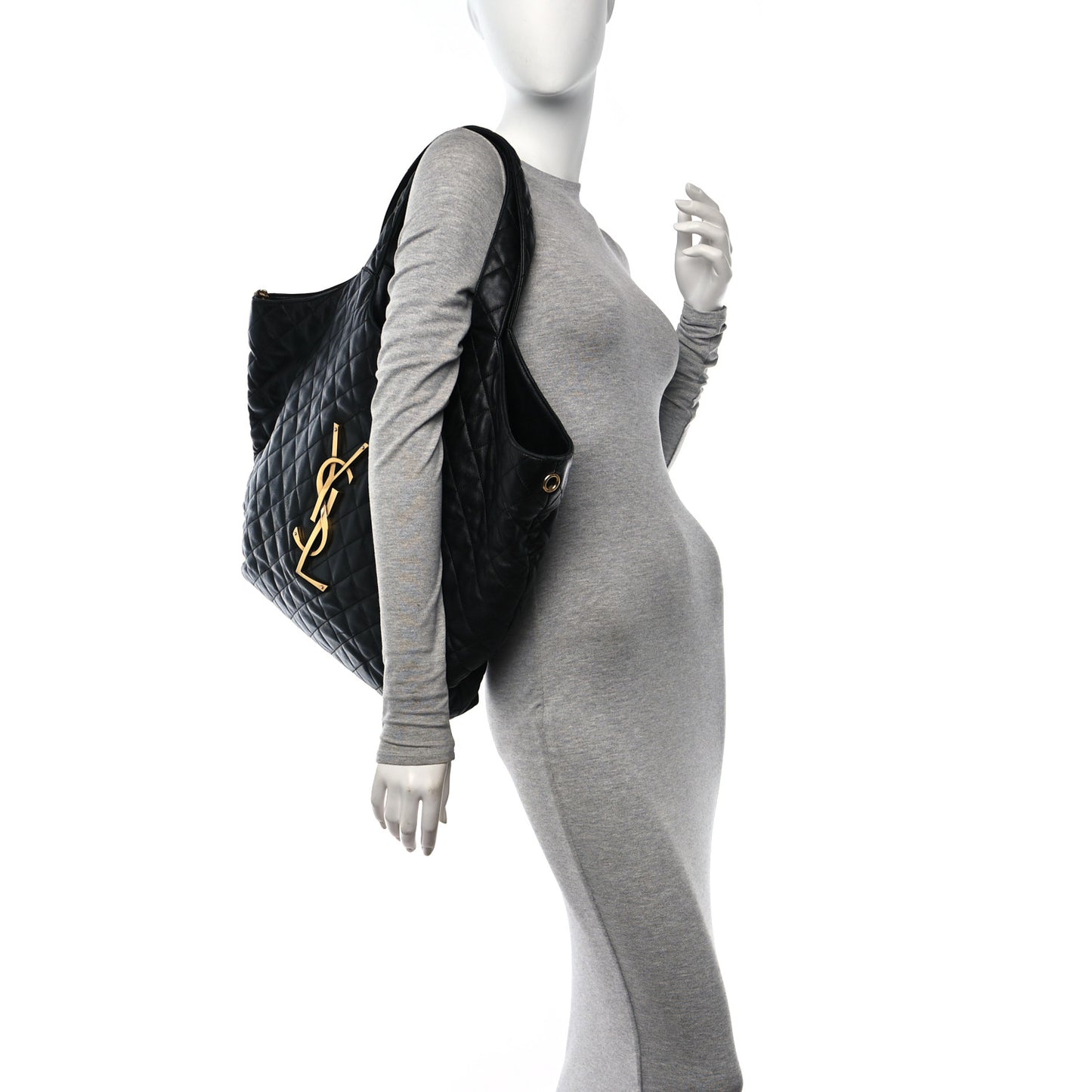 Lambskin Quilted Maxi Icare Shopping Tote Black
