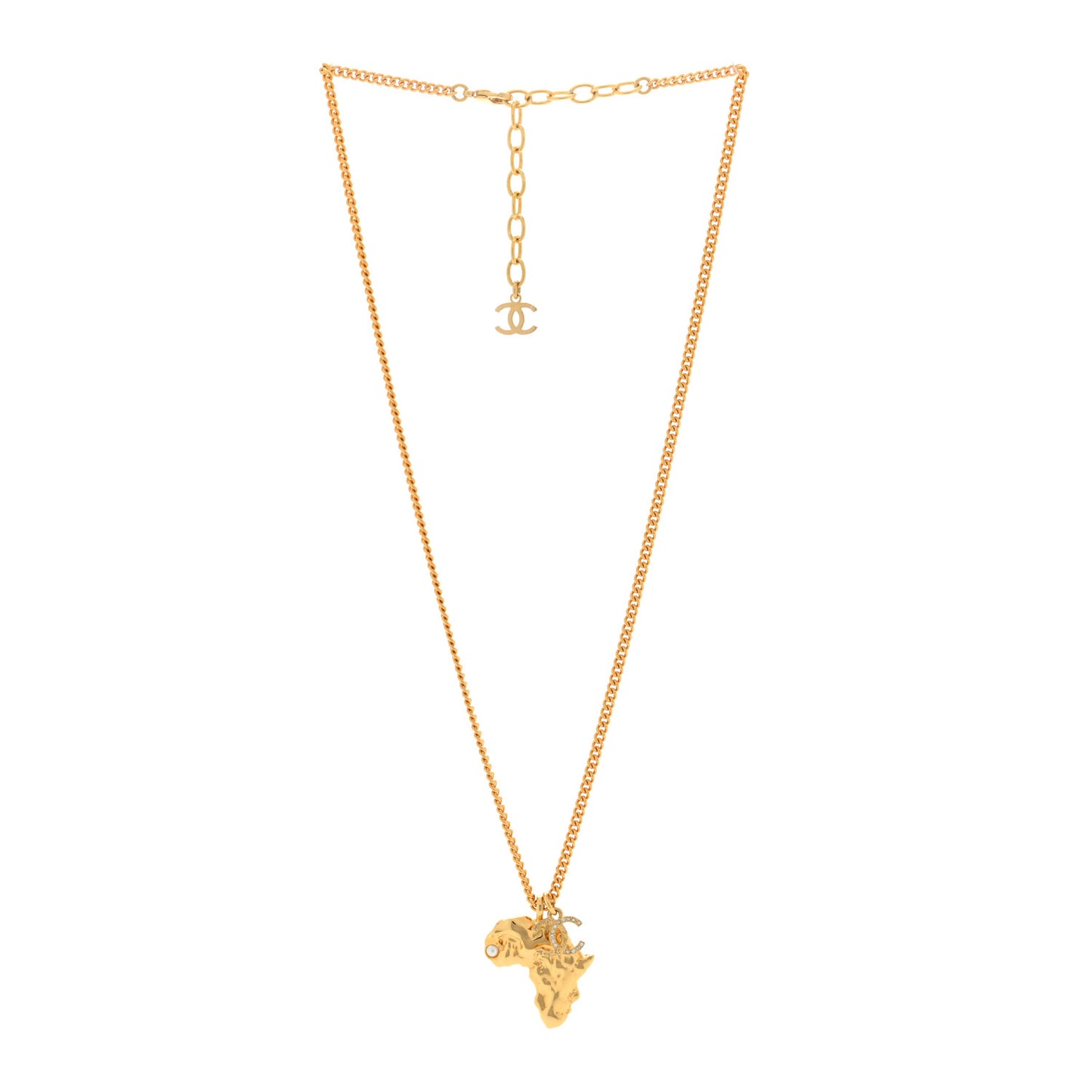 Crystal Pearl CC Africa Pendant Necklace Gold White