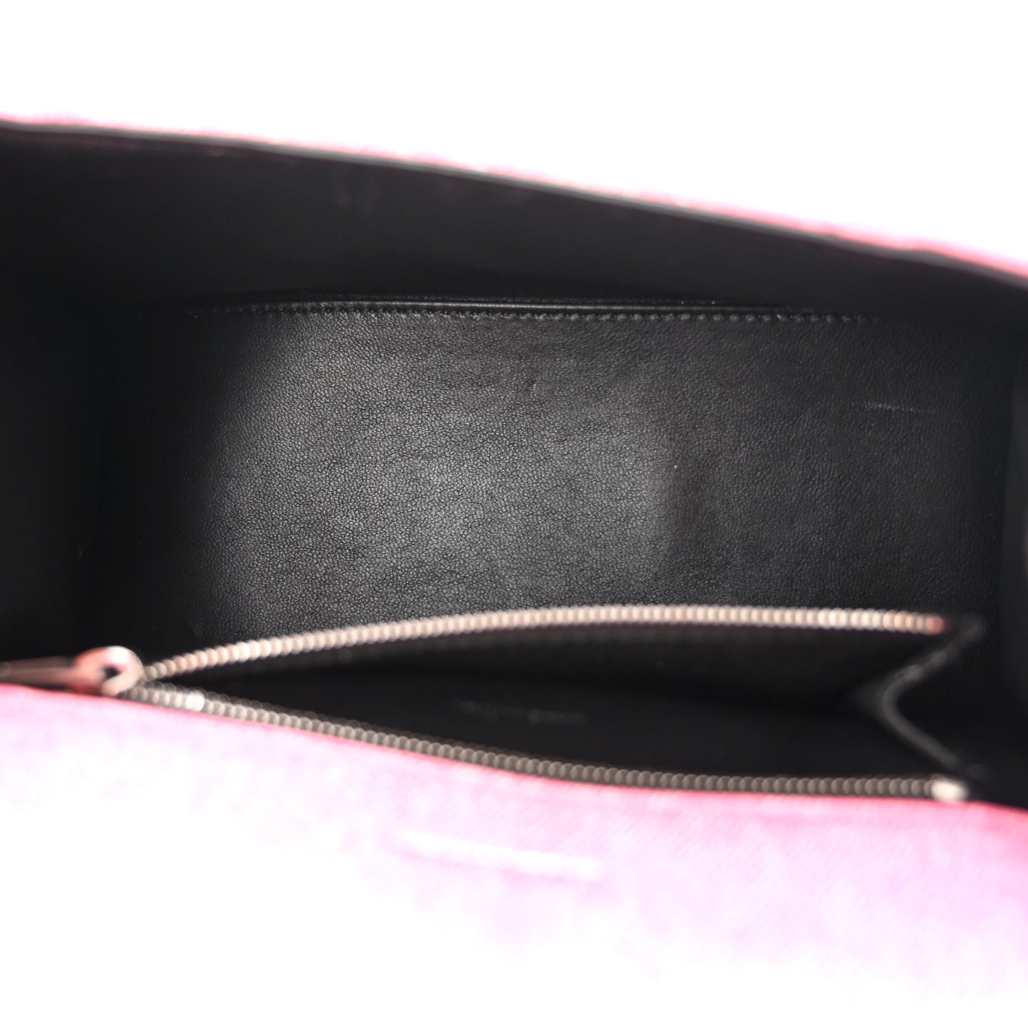 Nappa Denim Printed Small Hourglass Top Handle Bag Denim Pink