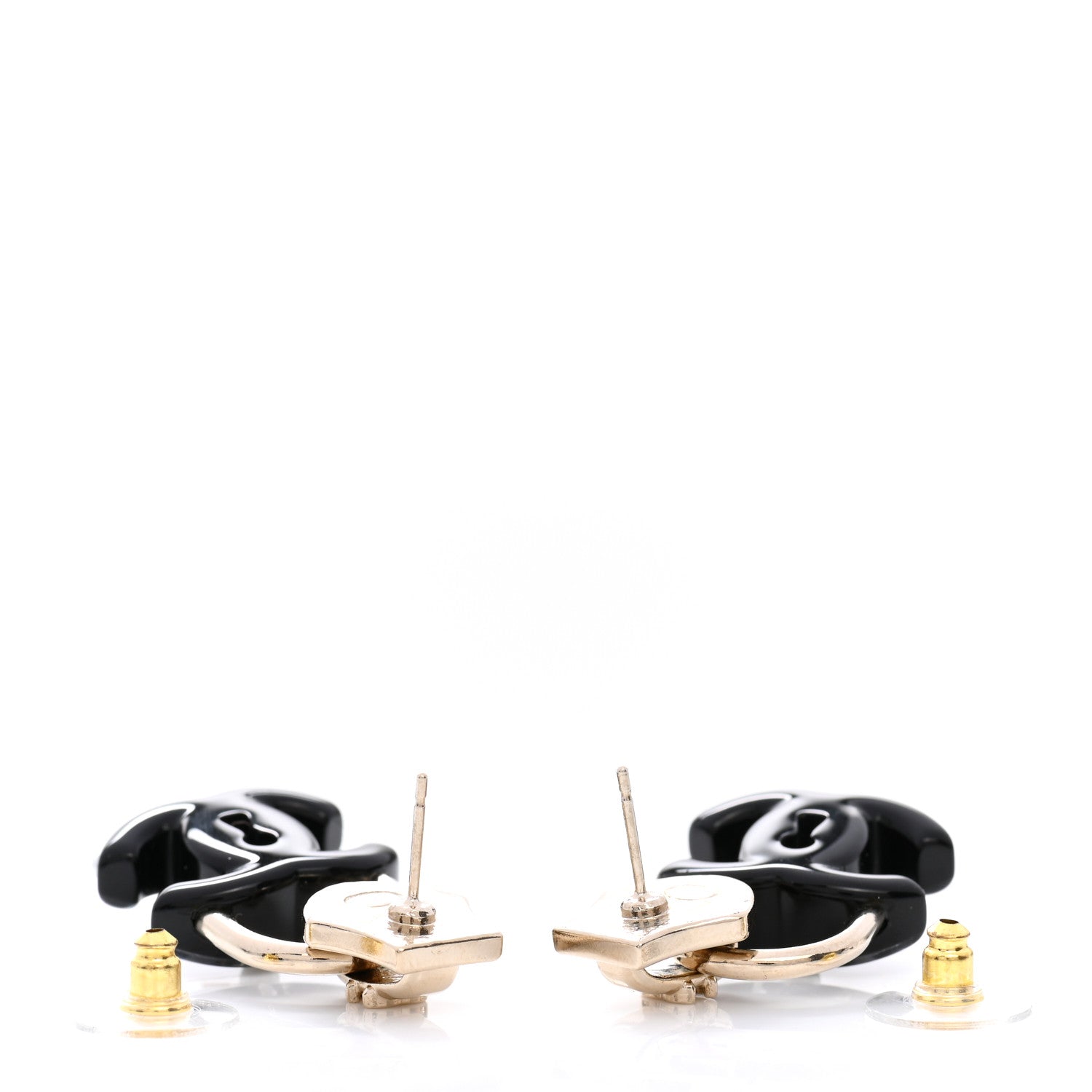 Chanel Resin Crystal Pearl CC Drop Earrings Black 5 of 12