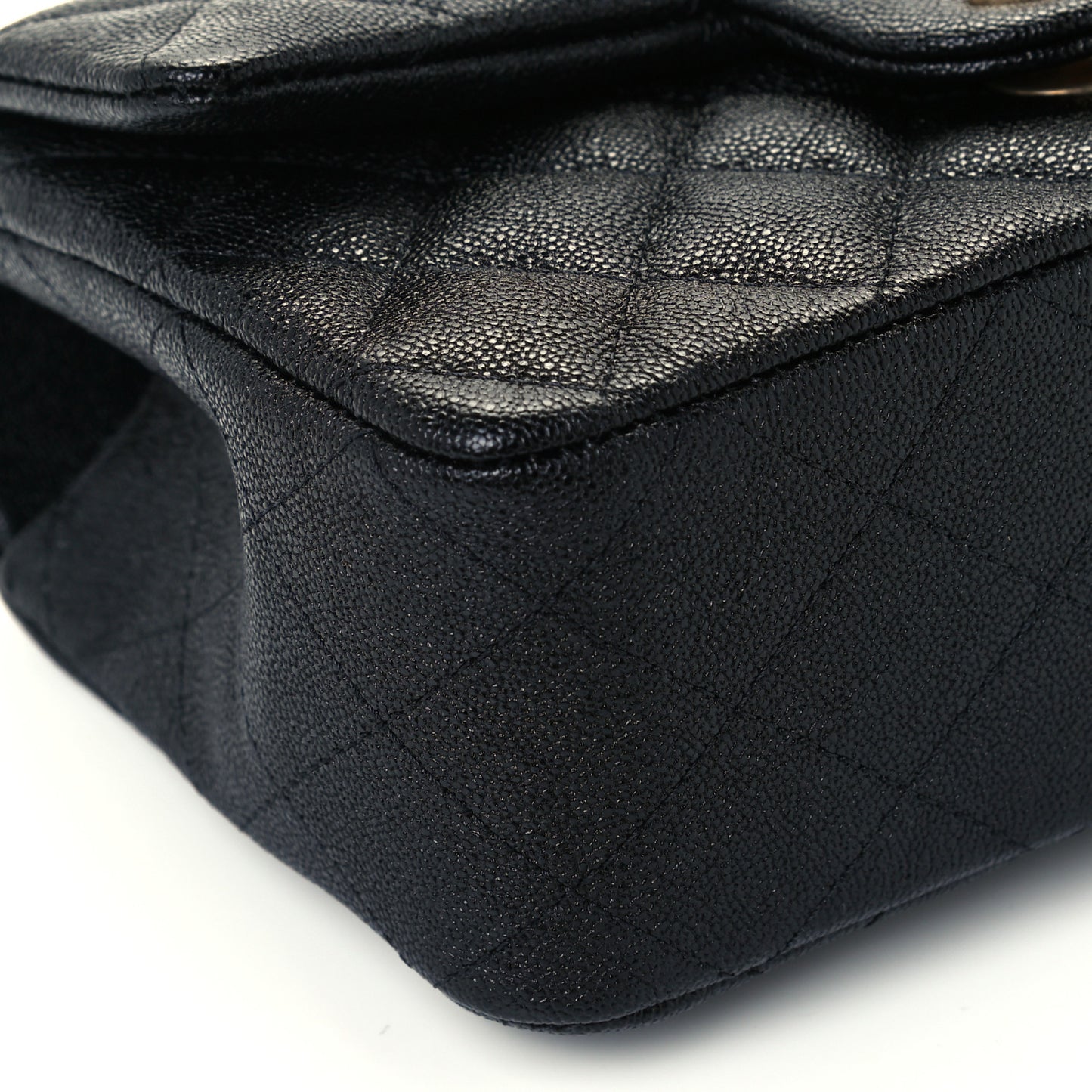 Caviar Quilted Mini Top Handle Rectangular Flap Black