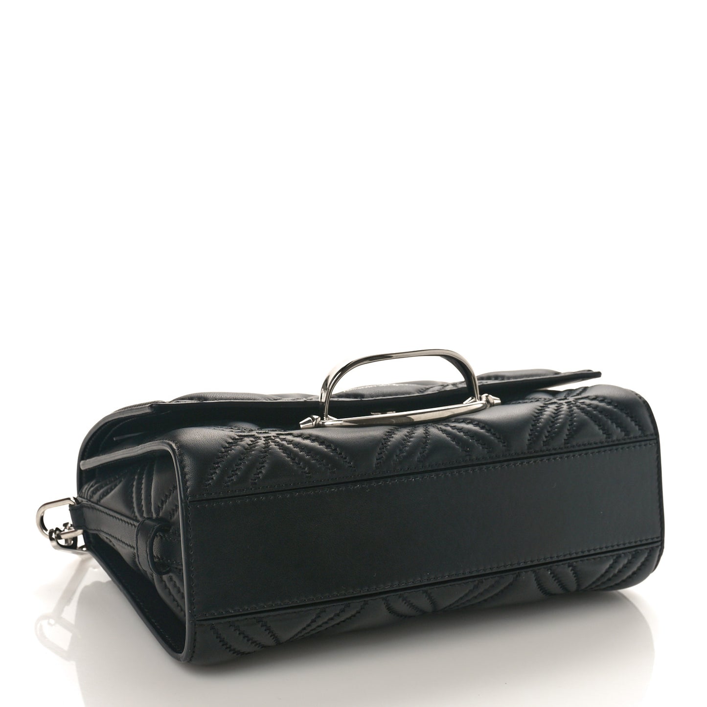 Lambskin Floral Stitched The Story Shoulder Bag Black