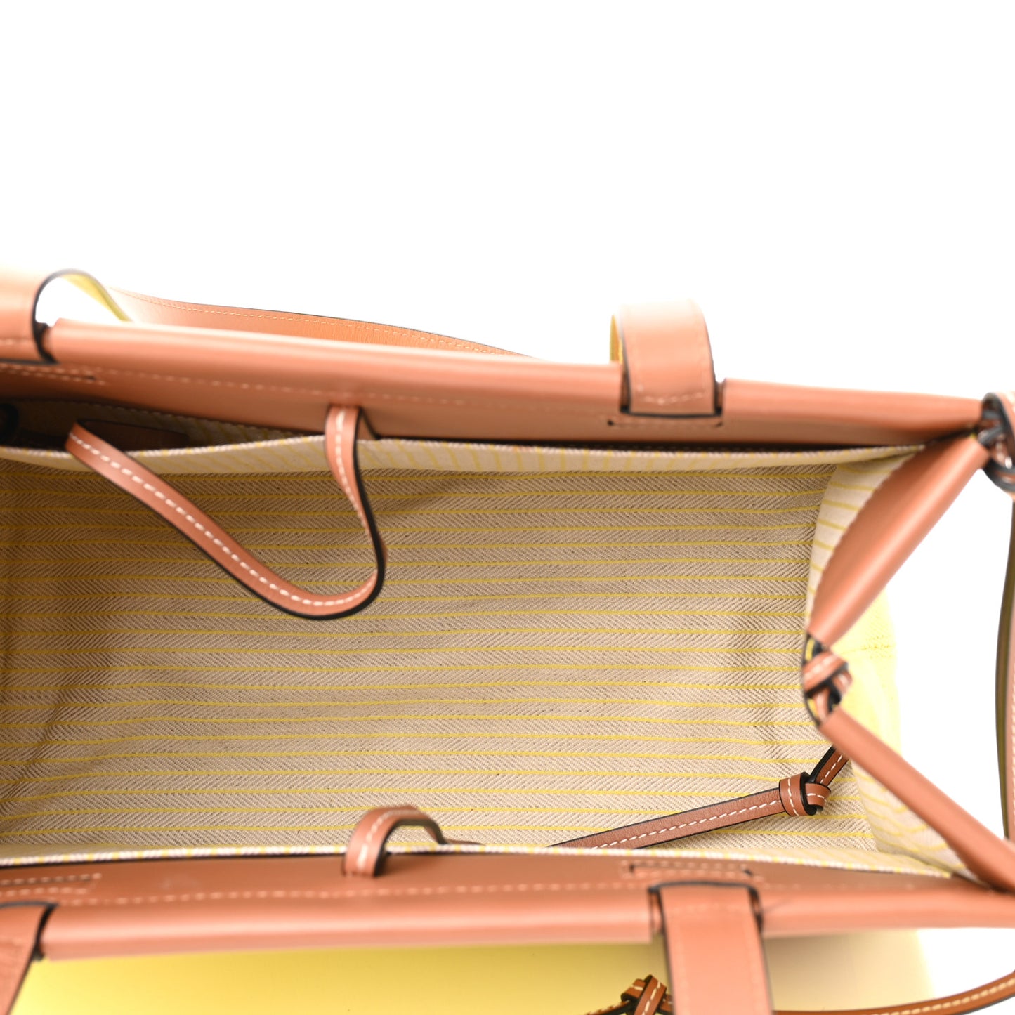 Canvas Calfskin Cushion Tote Yellow