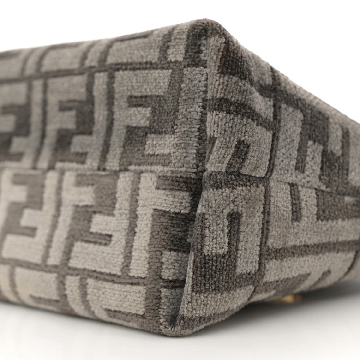 Fendi Chenille Vitello King Plexiglass FF Mini By The Way Top Handle Boston Bag Tortora Nuvola 10 of 11