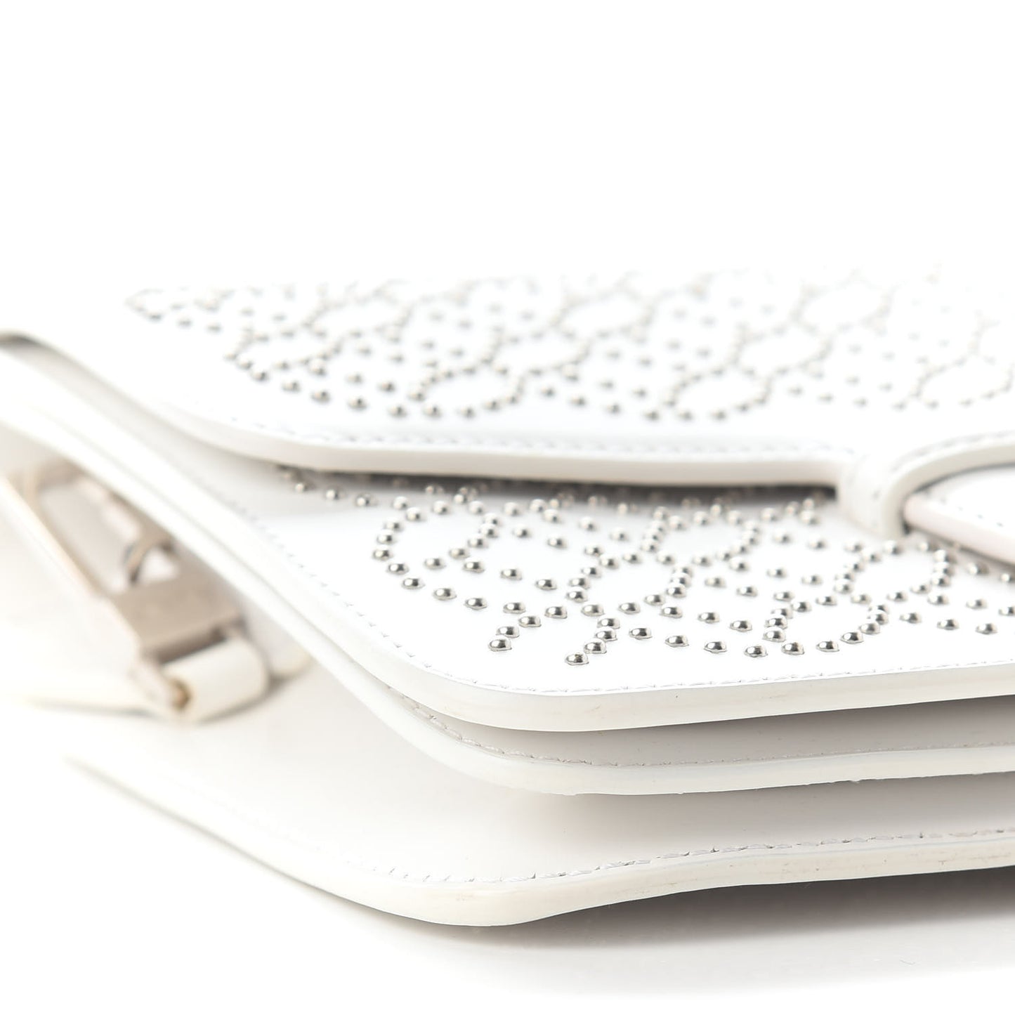 Calfskin Studded Arabesque Azzedine Messenger Flap White