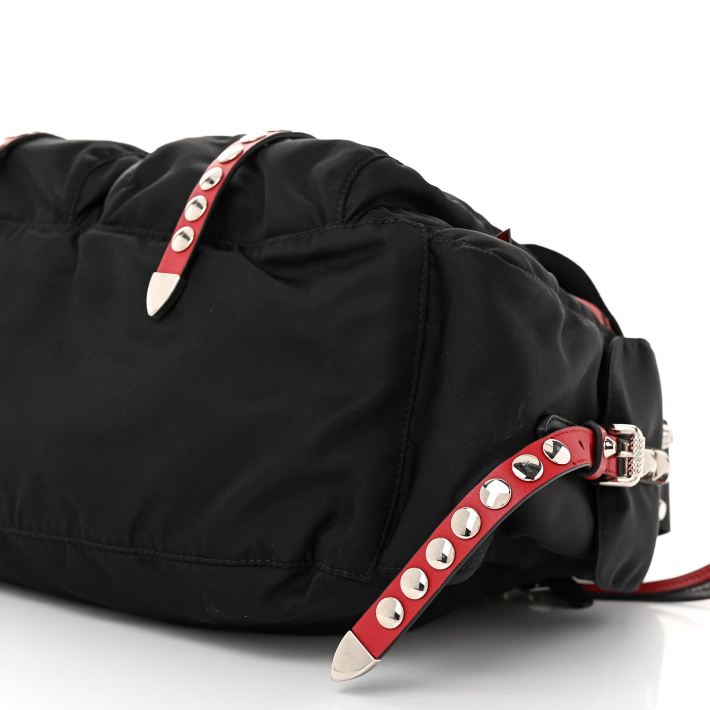 Nylon New Vela Studded Messenger Black Fuoco