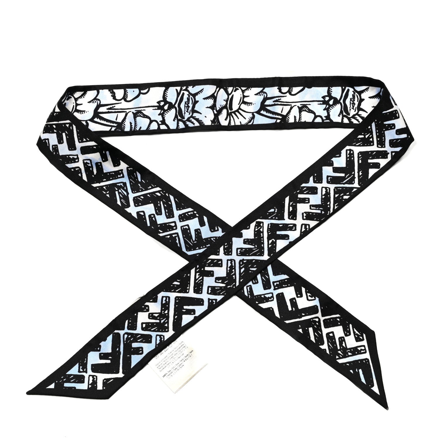 Fendi X JOSHUA VIDES Silk FF Flower Clouds Bandeau White Celeste