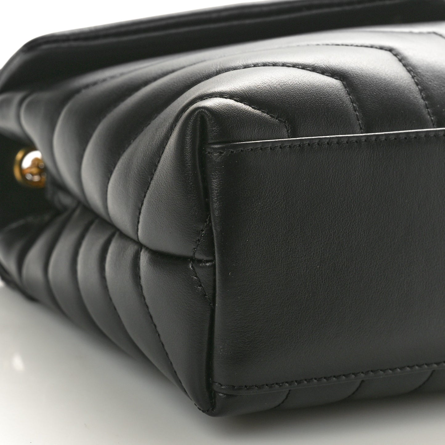 Calfskin Y Quilted Monogram Small Loulou Chain Satchel Black