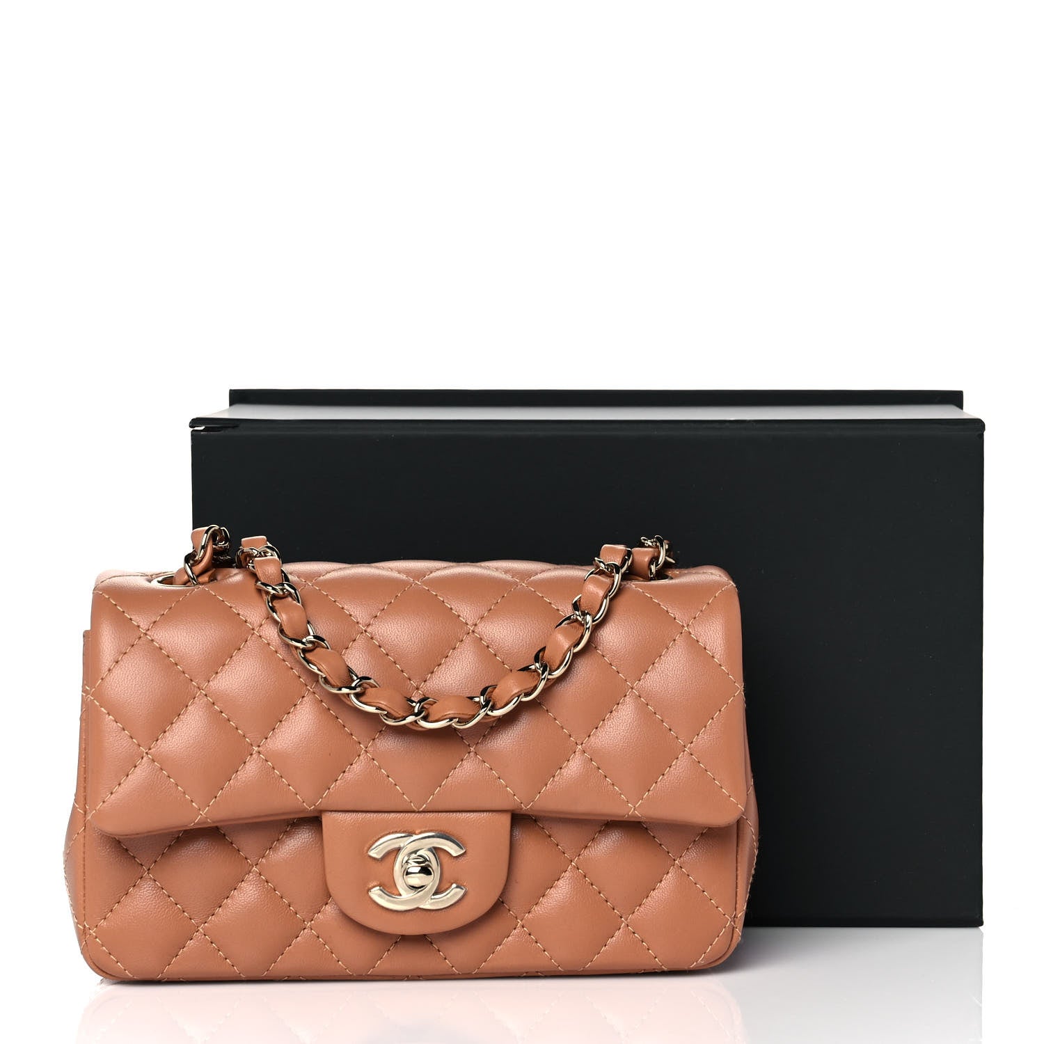 Chanel Lambskin Quilted Mini Rectangular Flap Brown 10 of 10