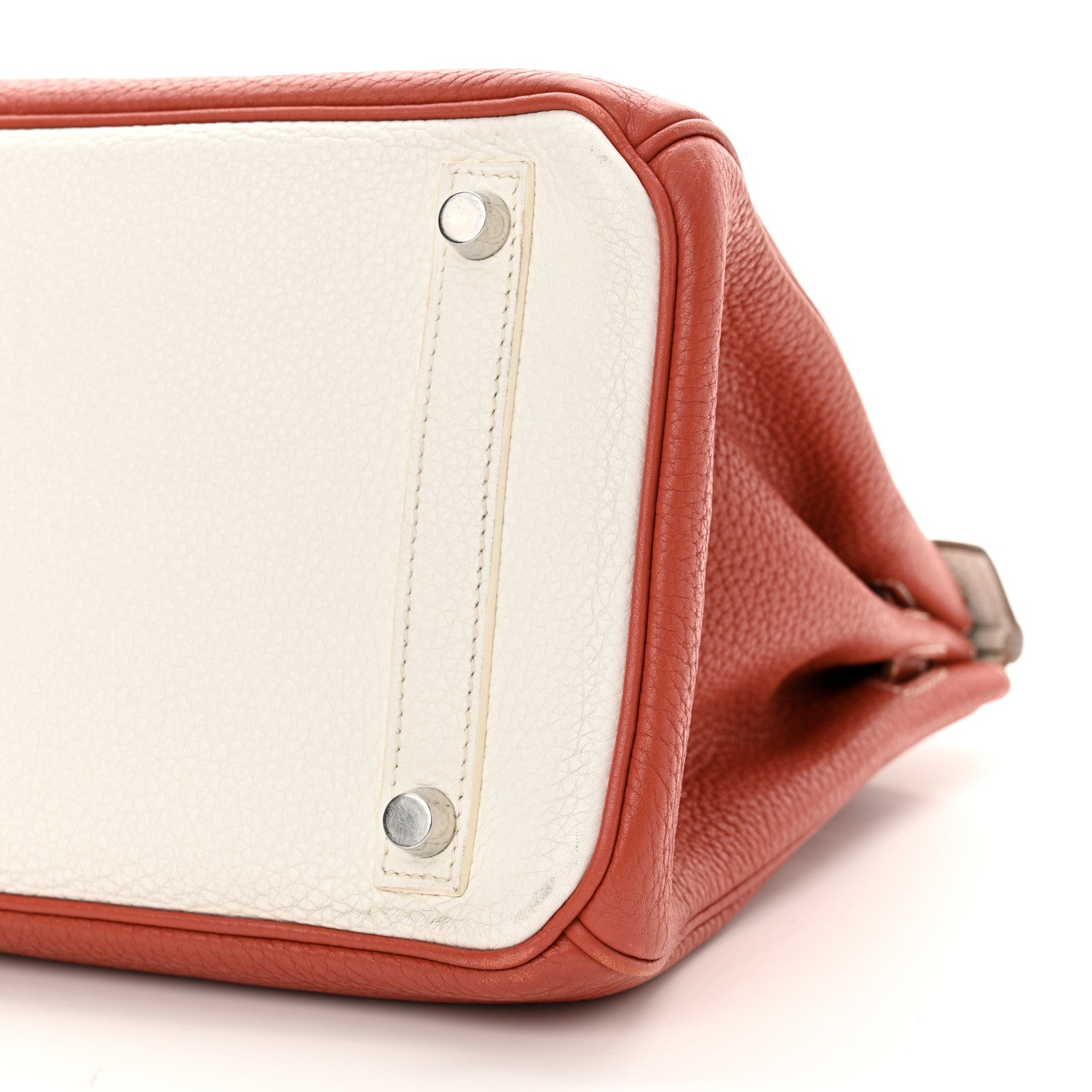 Hermes Taurillon Clemence Eclat Birkin 30 Sanguine White 10 of 14