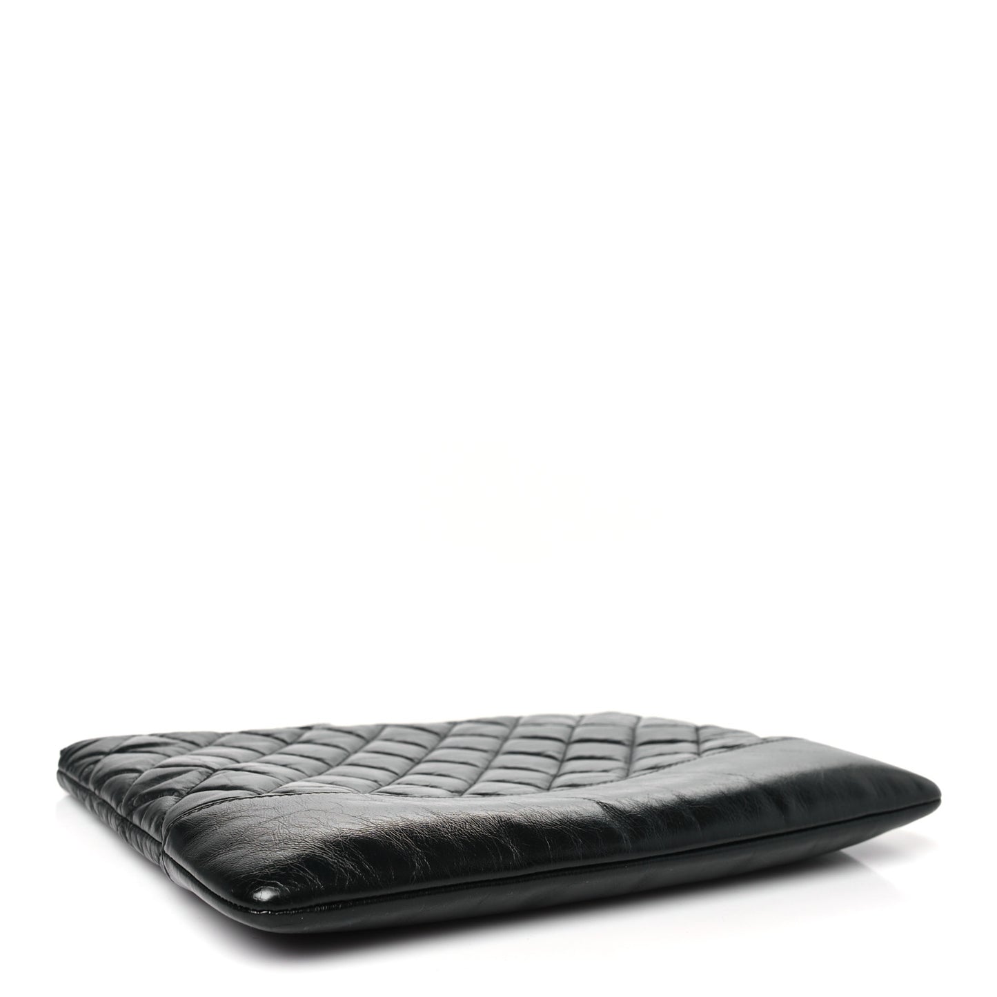 Aged Calfskin Quilted Medium Gabrielle Cosmetic Case Black