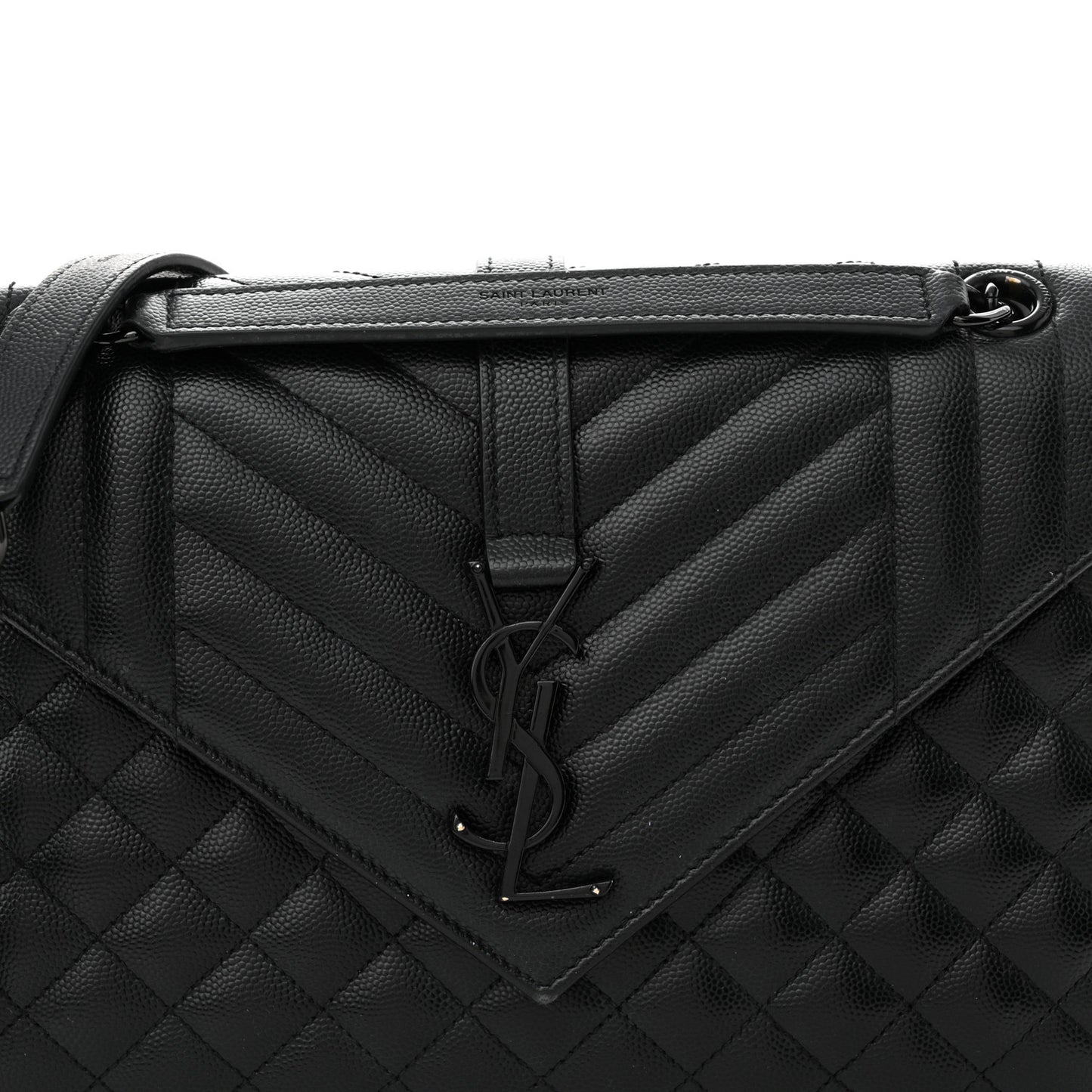 Grain De Poudre Textured Mixed Matelasse Triquilt Medium Monogram Monochrome Satchel Black