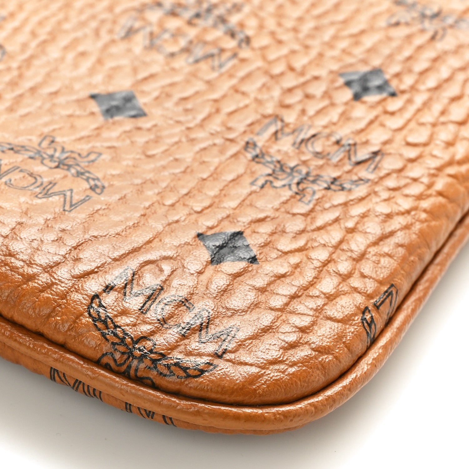 MCM Visetos Liz Shopper Tote Pouch Cognac 9 of 10