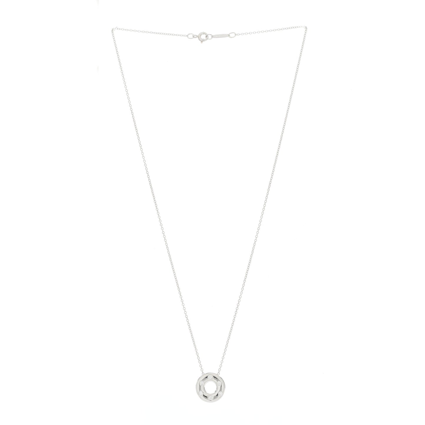 Platinum Diamond Etoile Circle Pendant Necklace